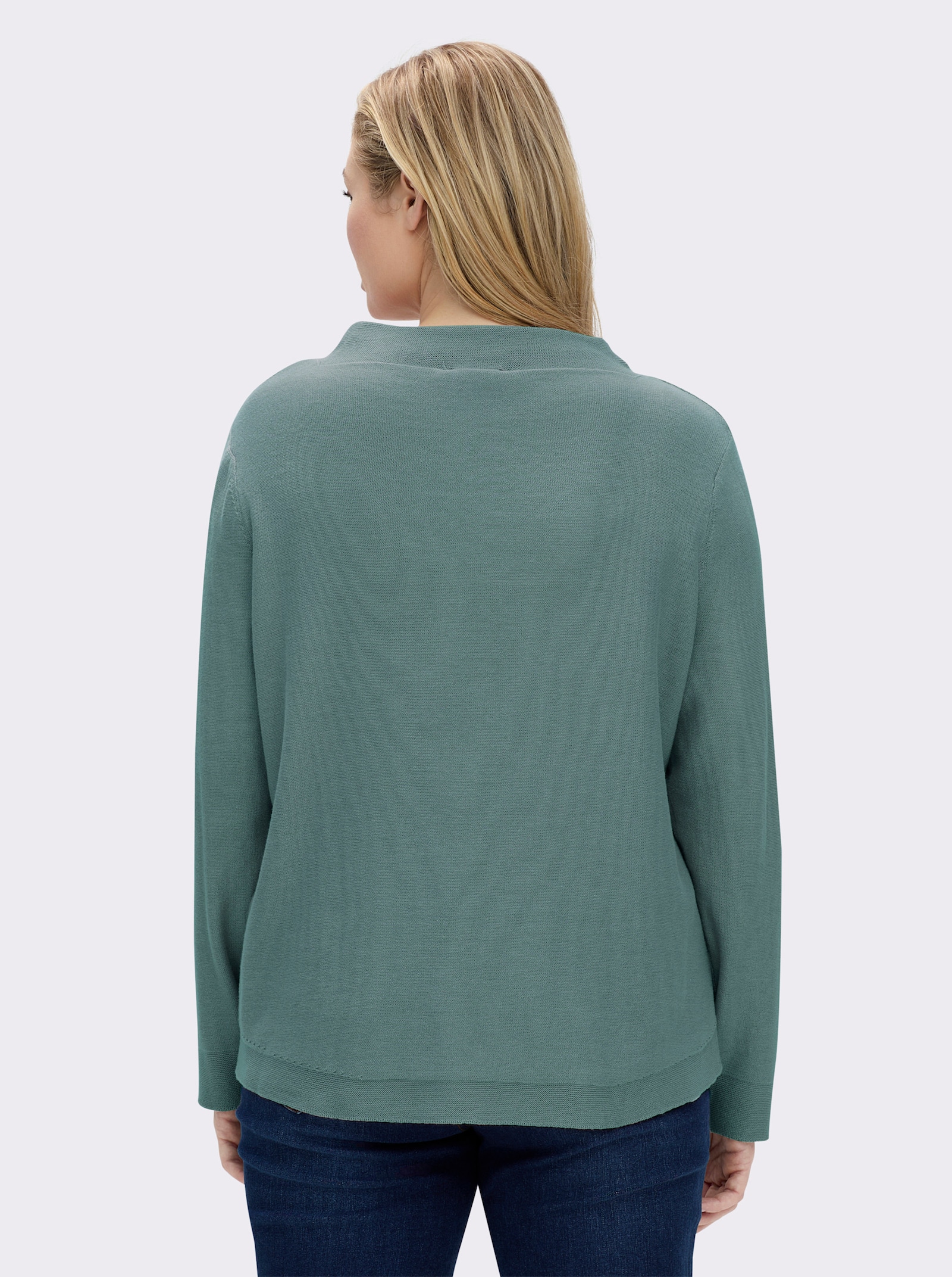 Langarm-Pullover aus reiner Baumwolle - jade