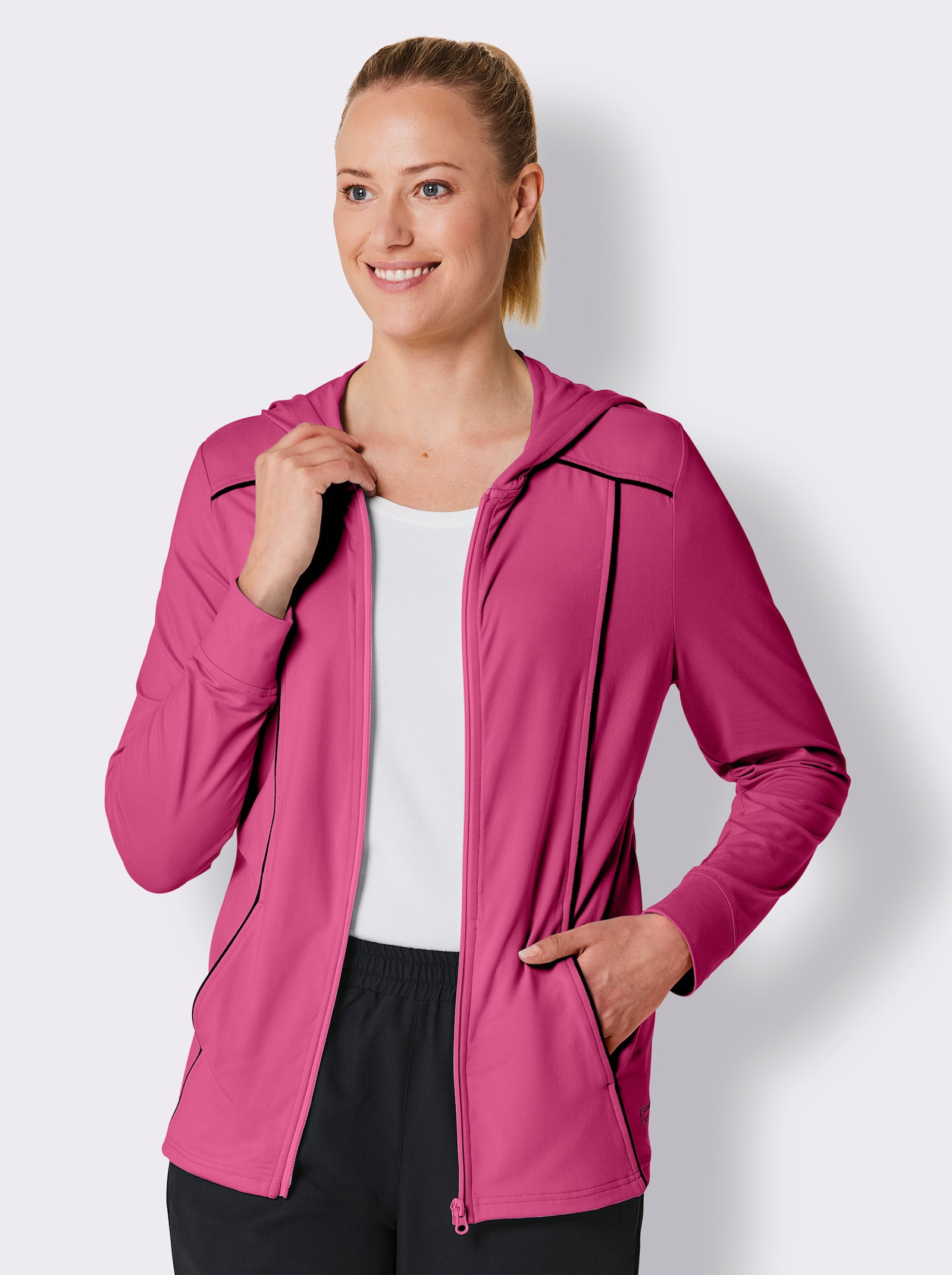 Catamaran Sports Sportjacke mit Kontrastpaspeln - fuchsia-schwarz