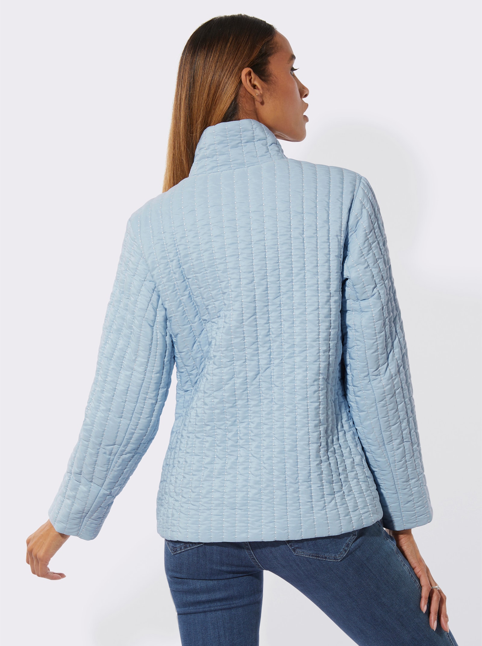 Jacke mit Zipper-Garage - hellblau-ecru