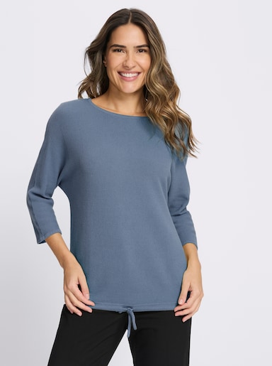 3/4 Arm-Pullover mit Fledermaus-Ärmeln - taubenblau