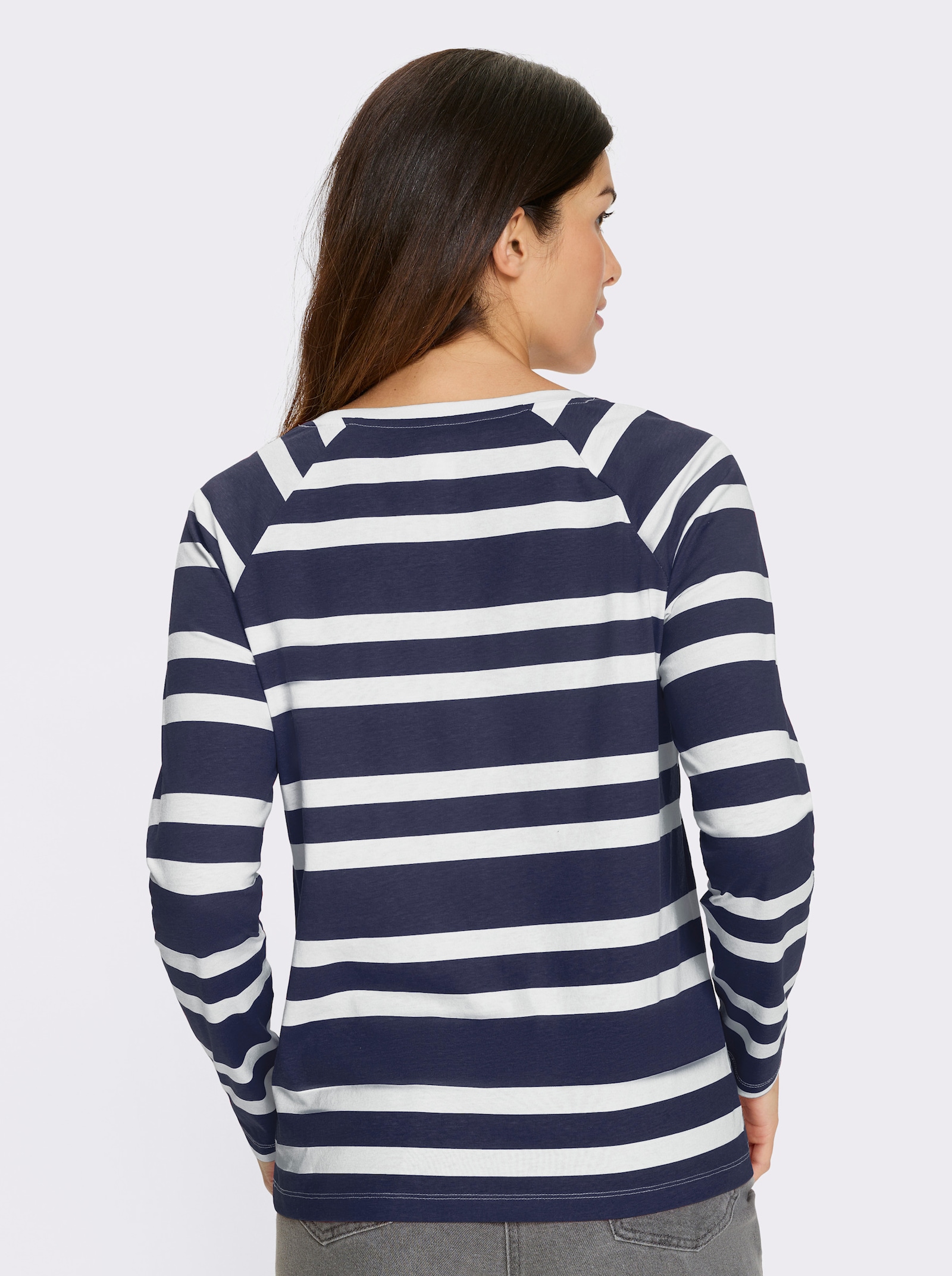 Streifenshirt mit goldfarbener Aufschrift - marine-weiss-geringelt