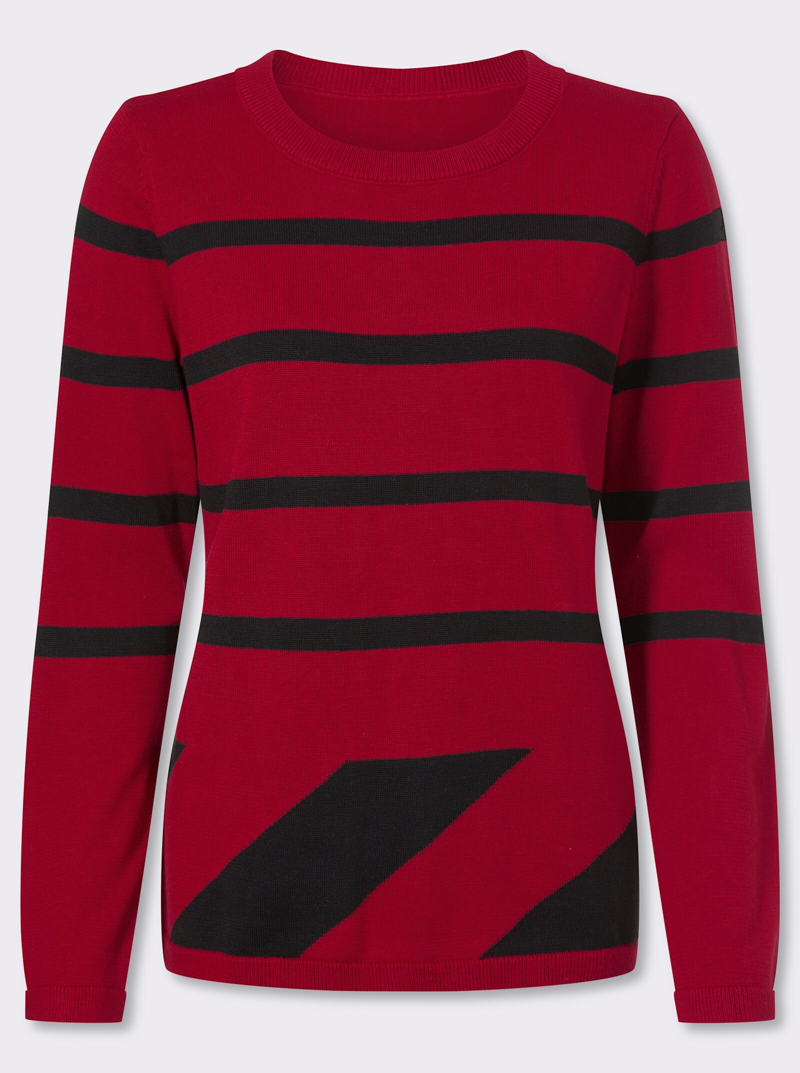heine Pullover mit Rippenbündchen - rot-schwarz-gemustert