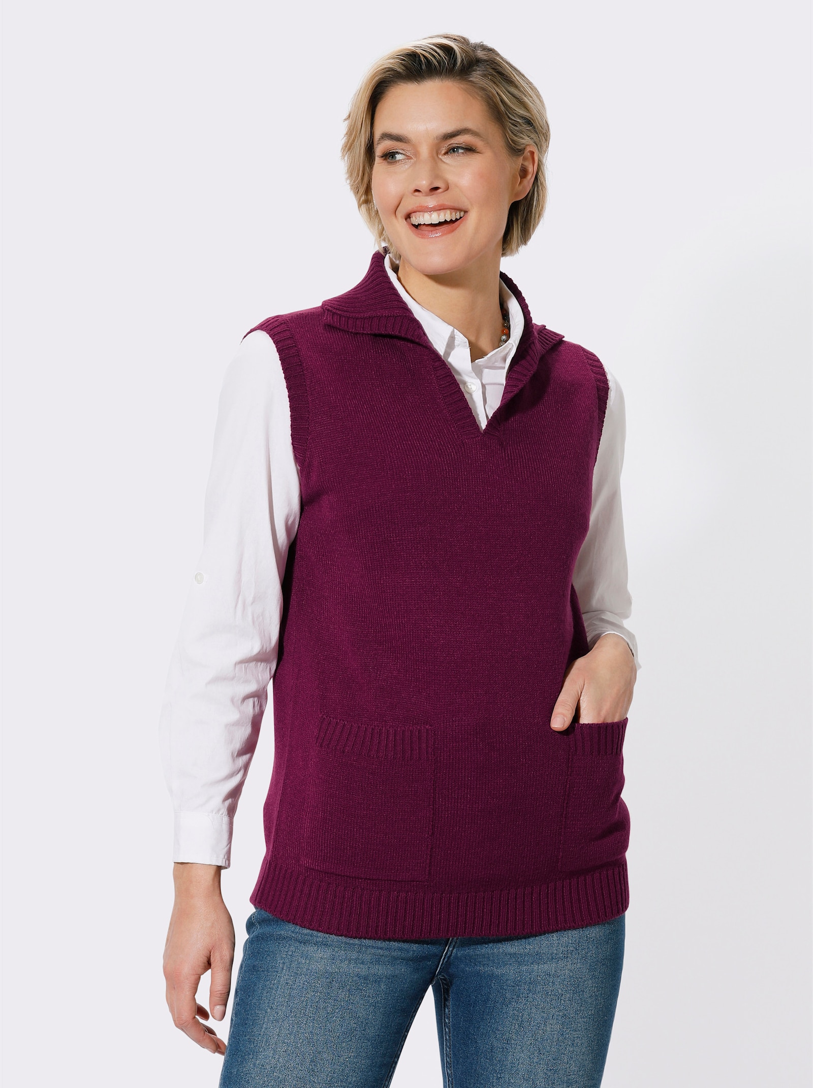 Pullunder mit Umlegekragen - malve