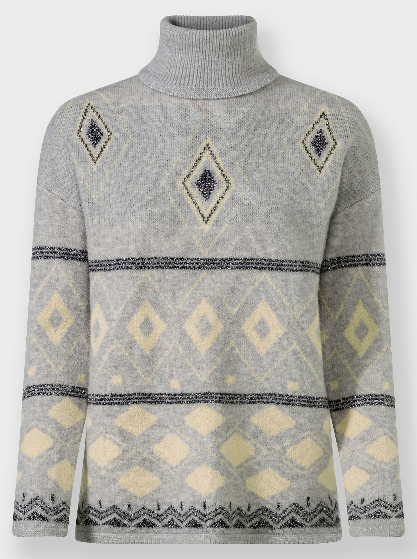 heine Jacquard-Pullover mit Effektgarn - grau-sand-gemustert