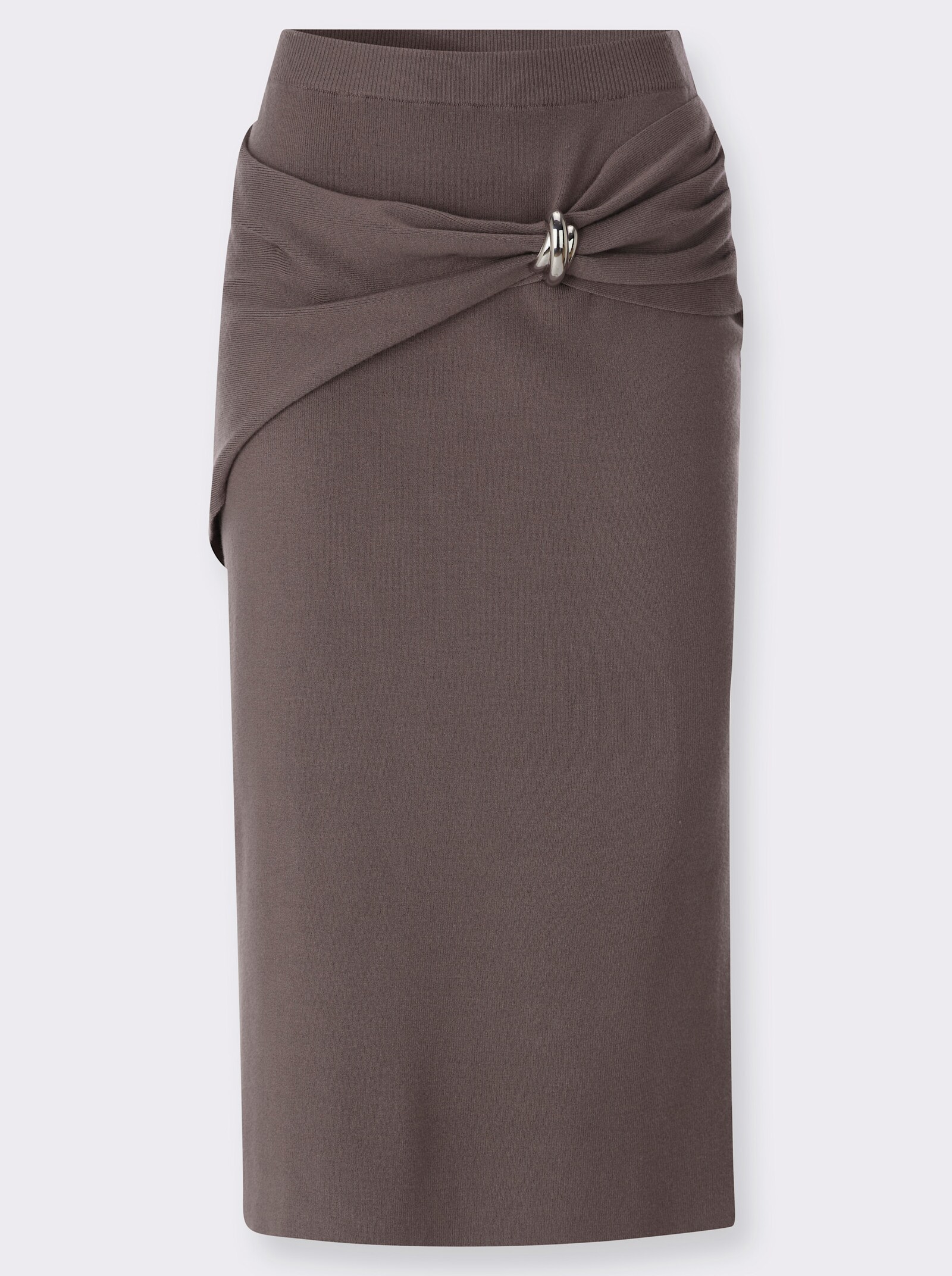 Strickrock mit Schmuckspange - dunkeltaupe