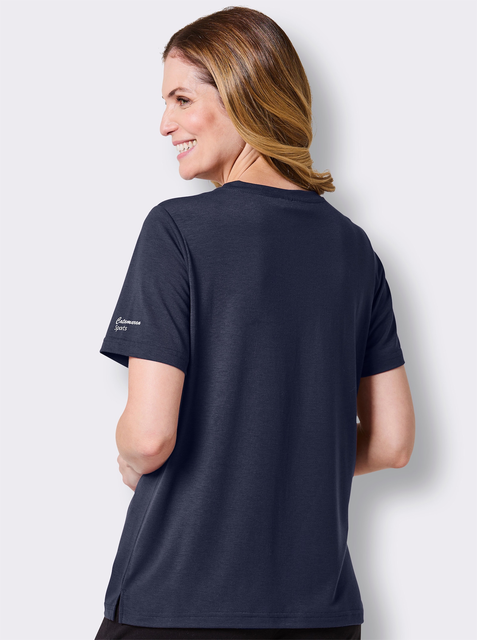 Catamaran Sports Funktionsshirt mit Seitenschlitzen - marine