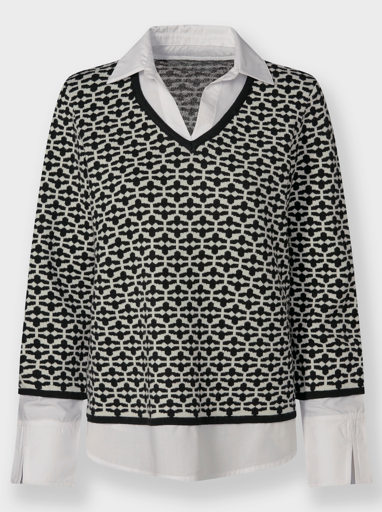 heine 2-in-1-pullover - zwart/ecru gedessineerd