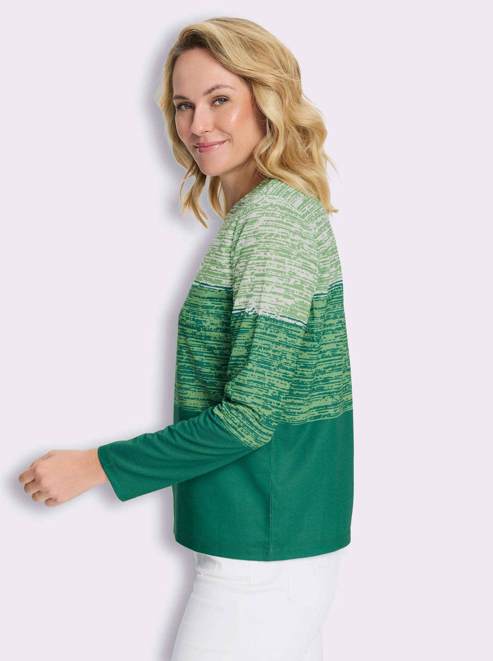 Sweatshirt mit Farbverlauf-Druck - grün-apfel-bedruckt