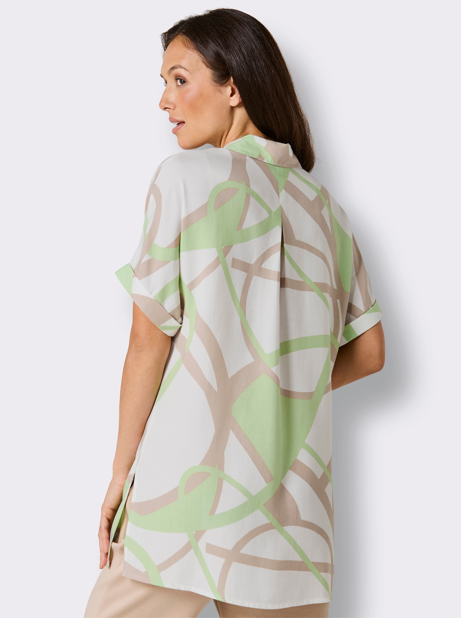 CREATION L PREMIUM Longbluse mit Druck-Dessin - ecru-beige-bedruckt