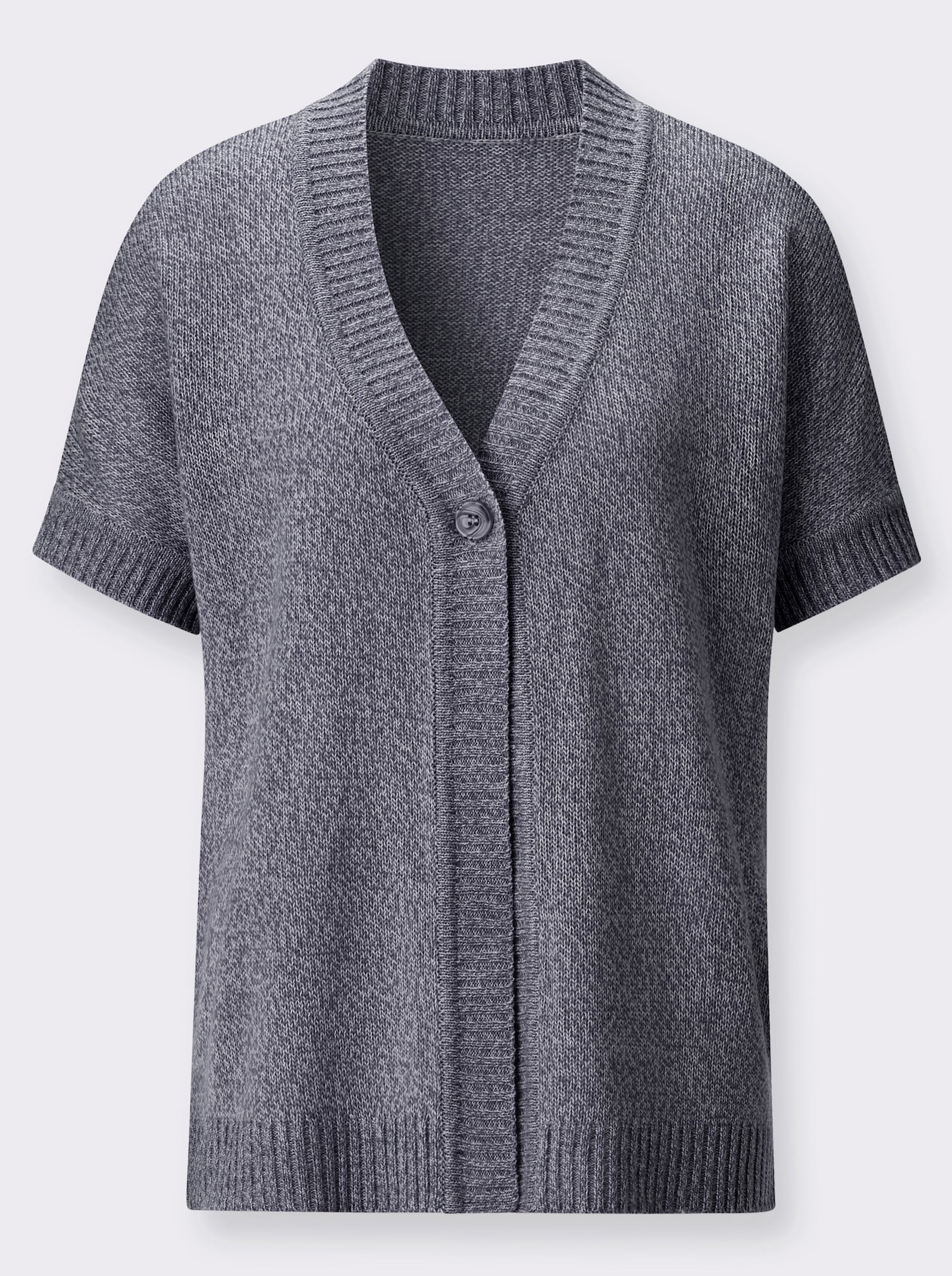 Strickjacke mit Fledermaus-Ärmeln - marine-ecru-meliert