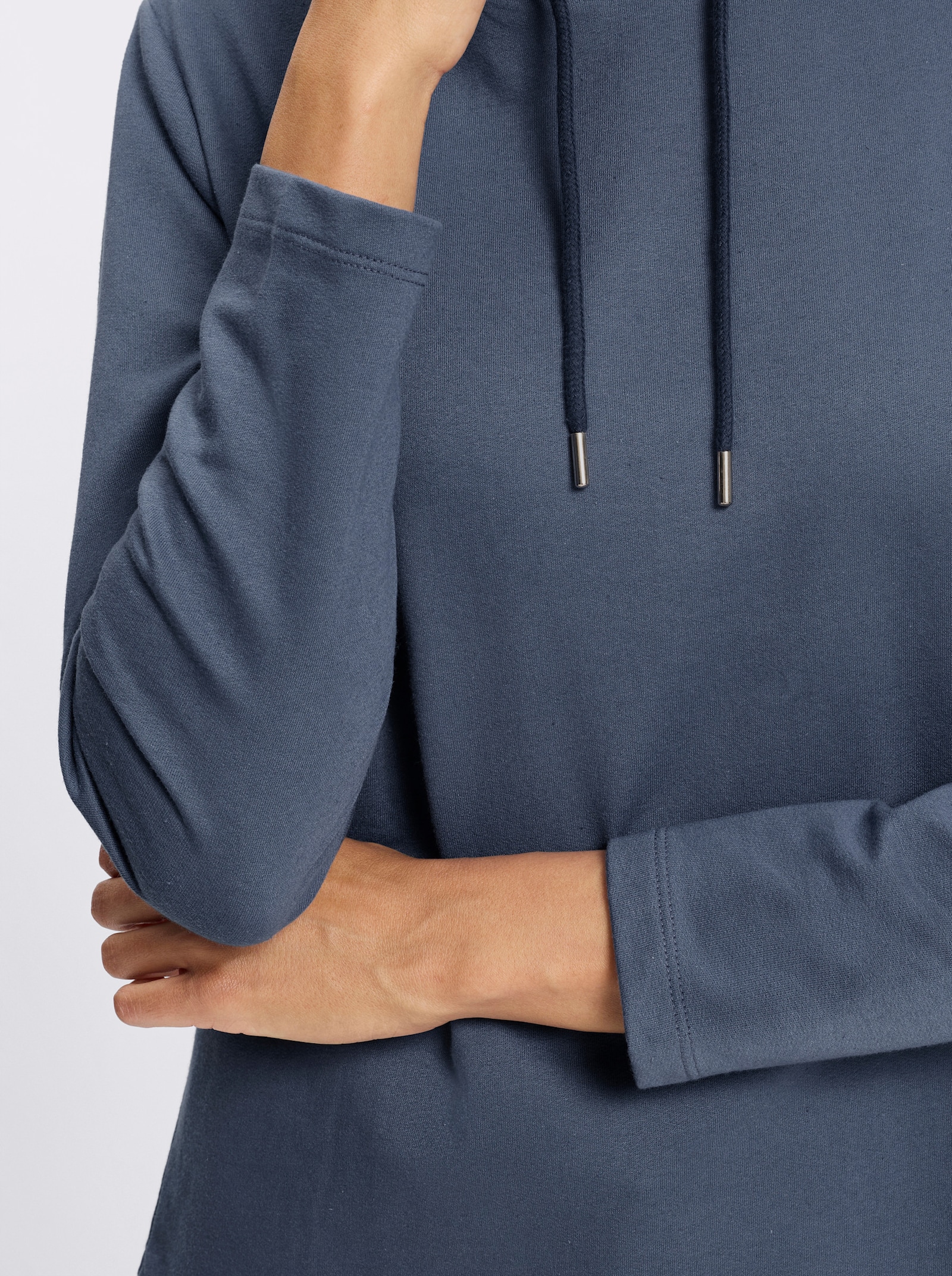 Sweatshirt mit halsfernem Stehkragen - rauchblau