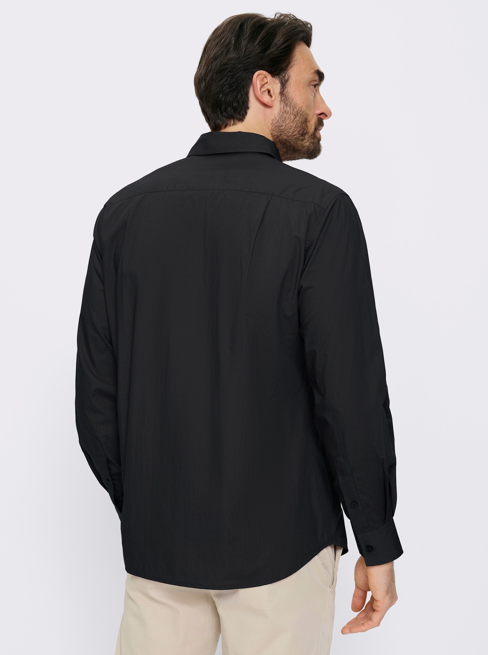 Catamaran Langarmhemd mit Brusttasche - schwarz