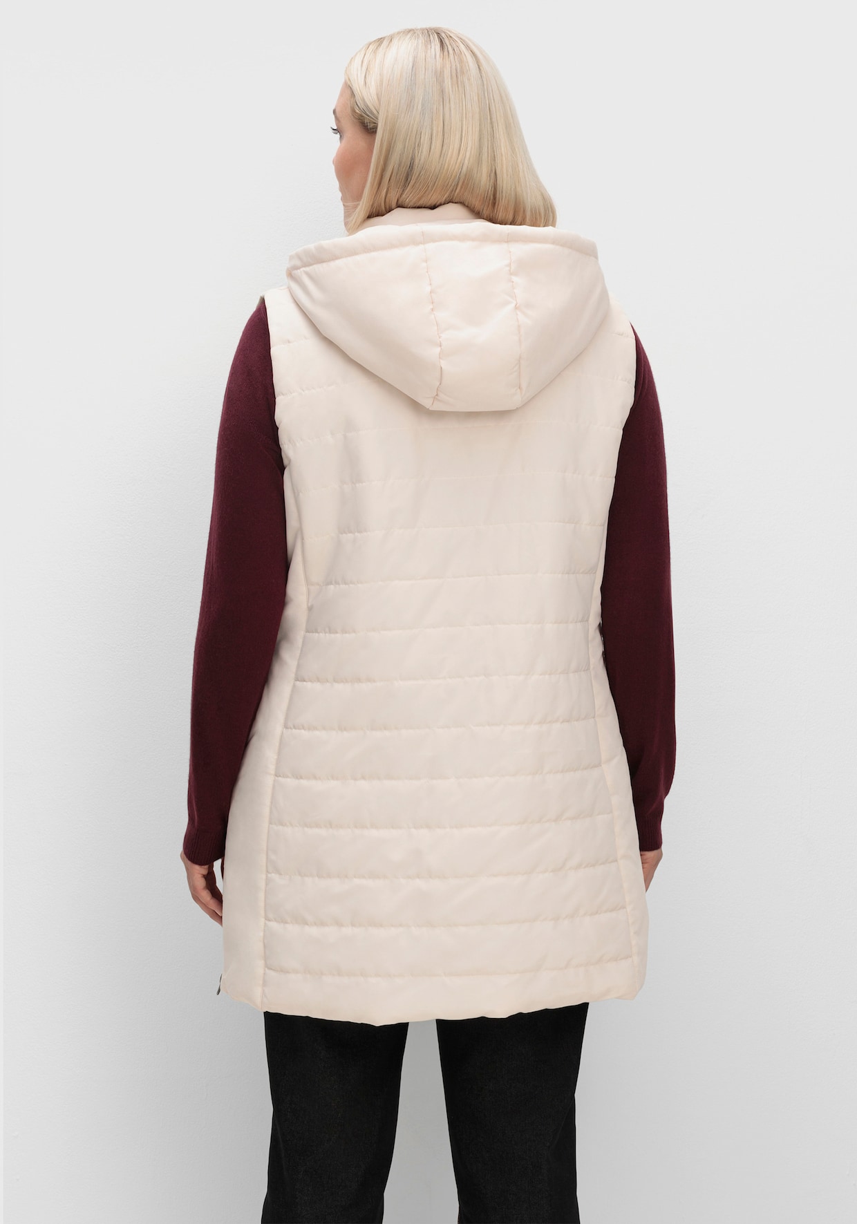 Longweste mit abnehmbarer Kapuze - elfenbein