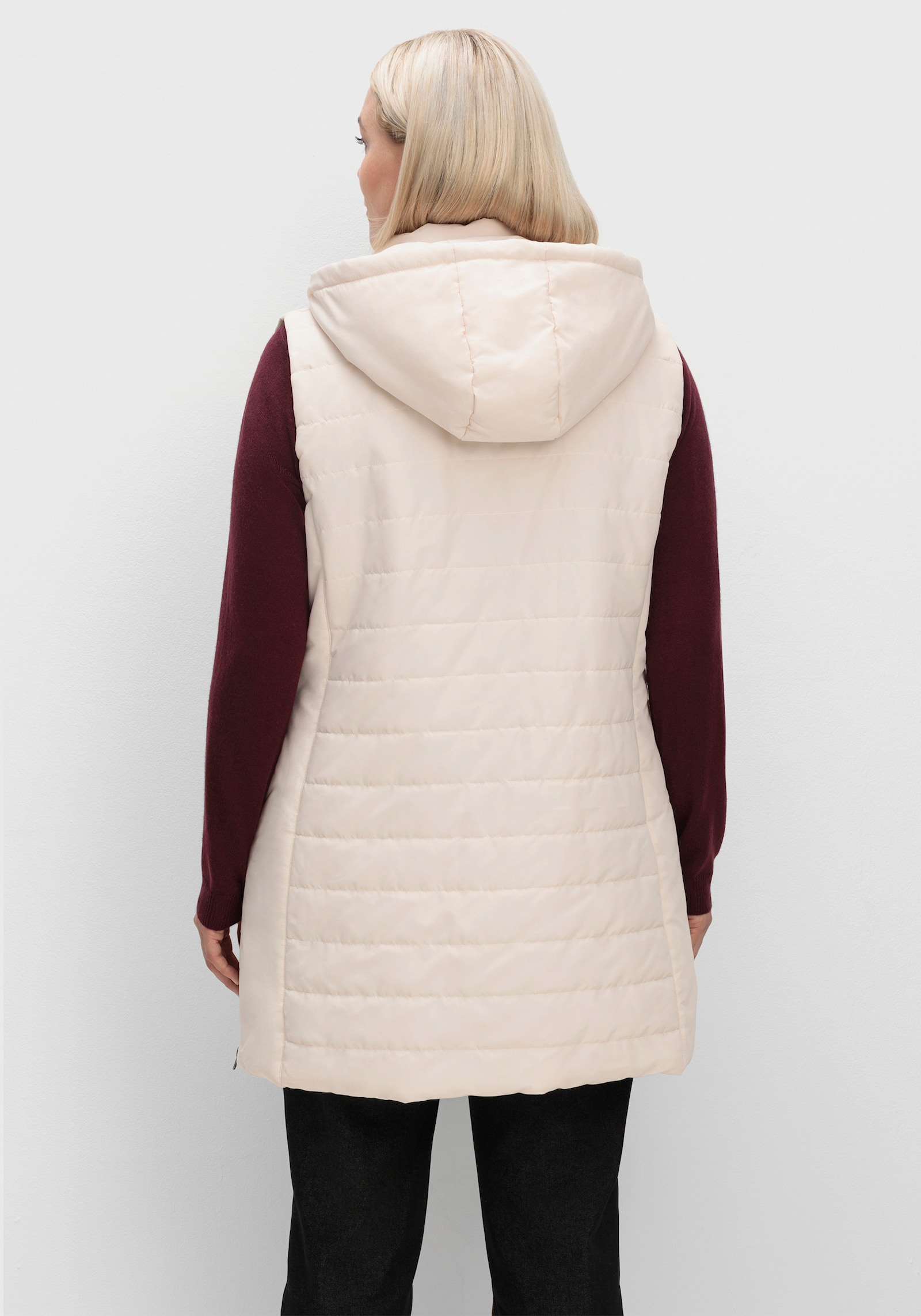 Longweste mit abnehmbarer Kapuze - elfenbein