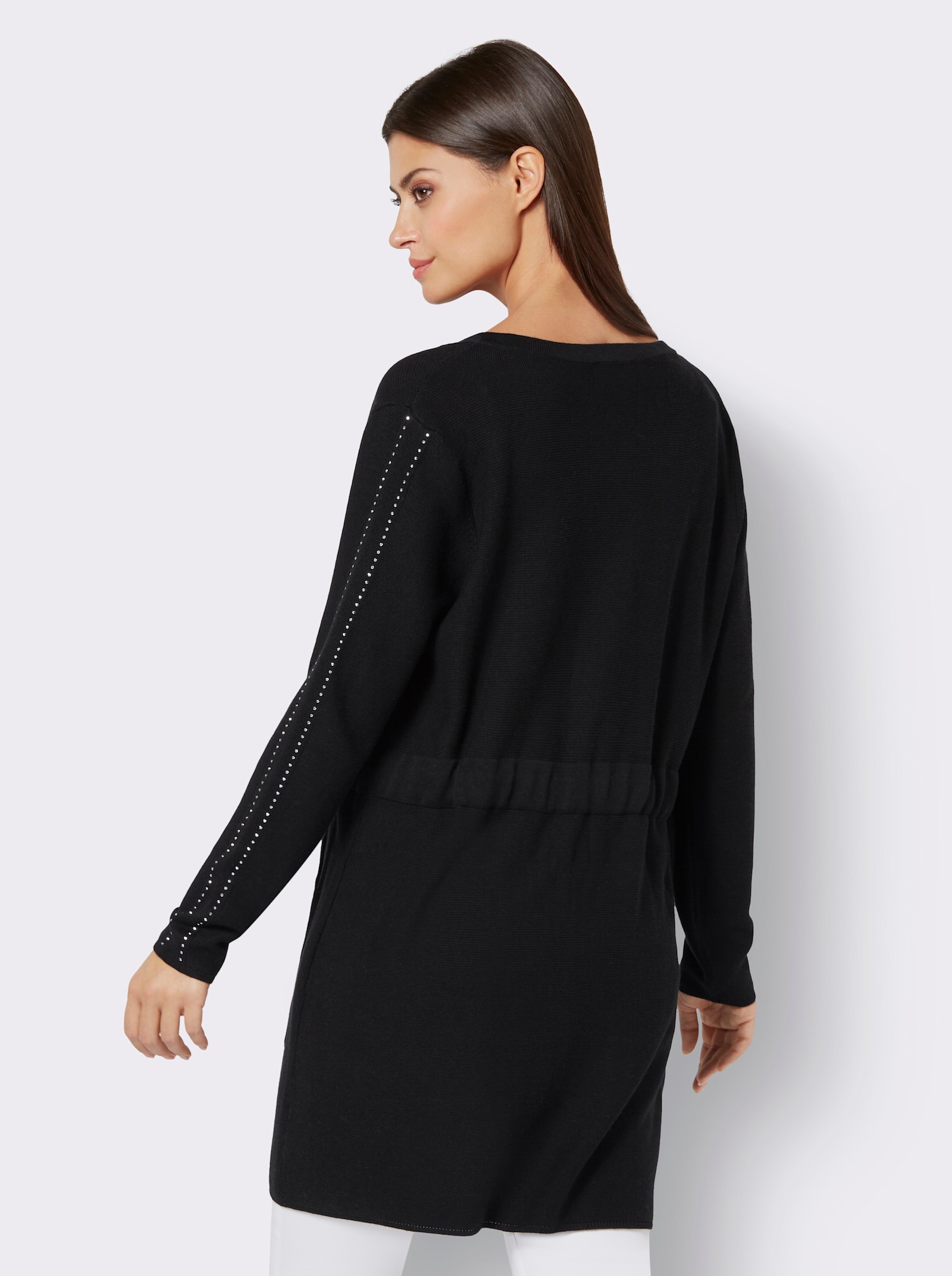 Lang vest met glittersteentjes - zwart