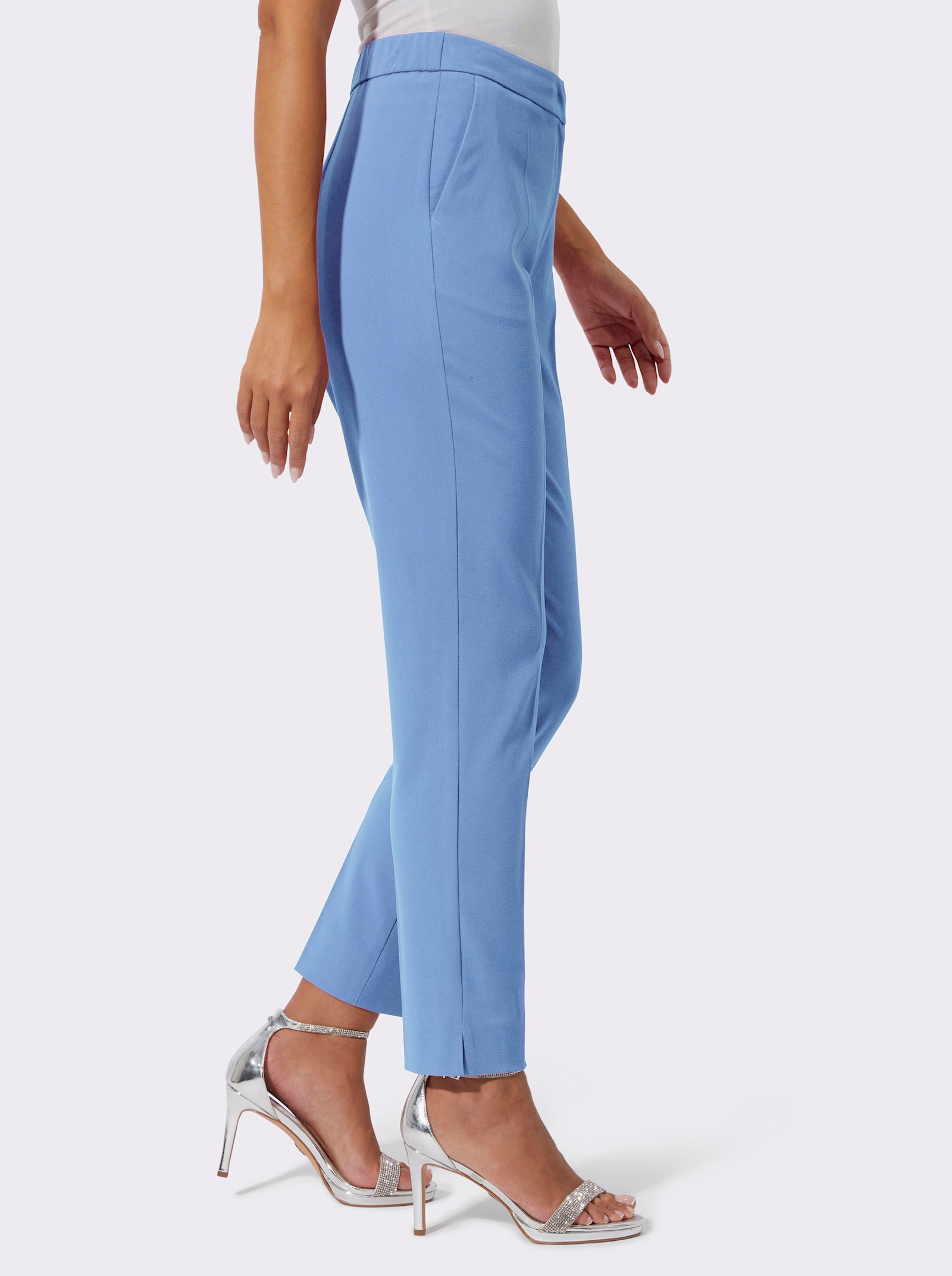 Anzughose mit Bügelfalten, knitterarm - himmelblau