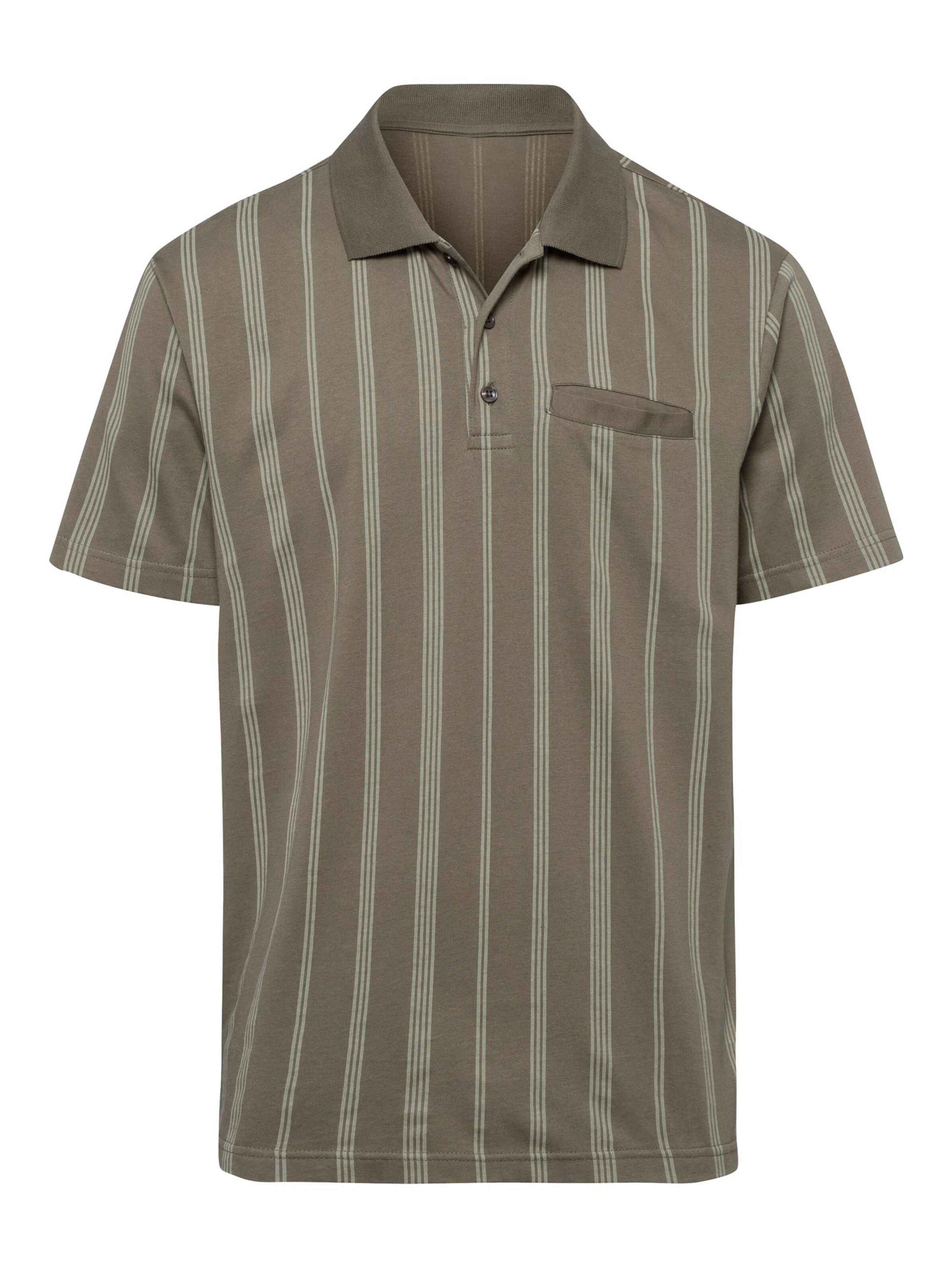 Poloshirt - khaki-gestreift