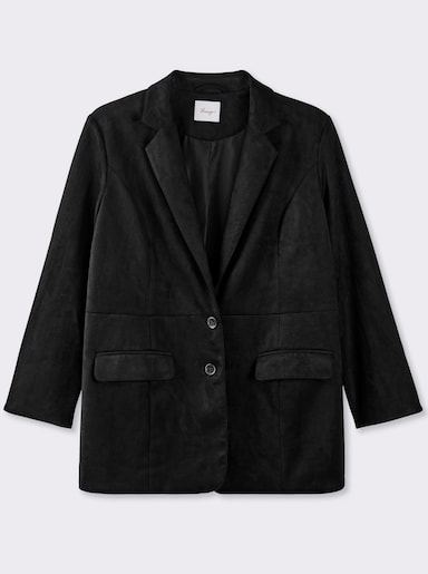 sheego Blazer in Veloursleder-Optik - schwarz