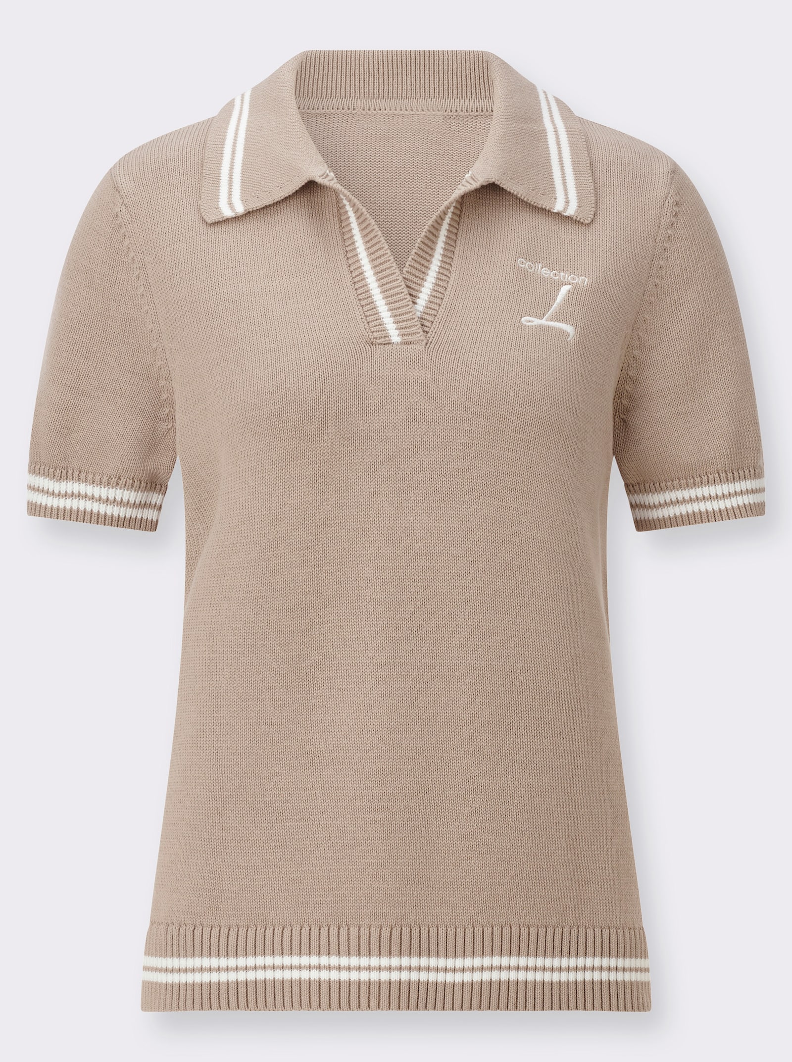 Polopullover mit Seitenschlitzen - sesam-ecru-geringelt