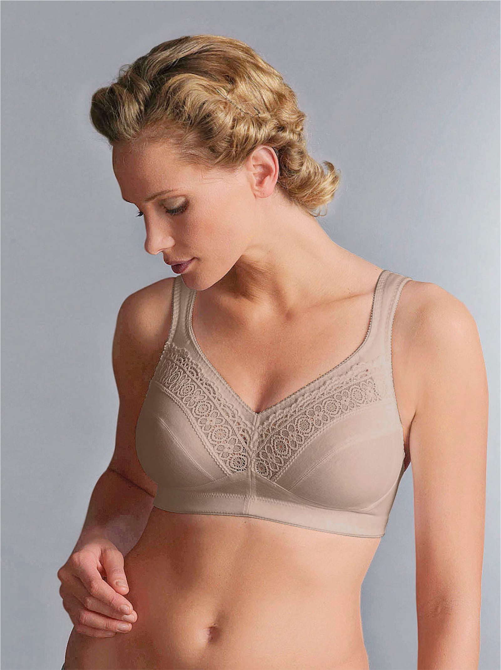 Swegmark Entlastungs-BH ohne Bügel mit seitlicher, wattierter Spitze - elfenbein