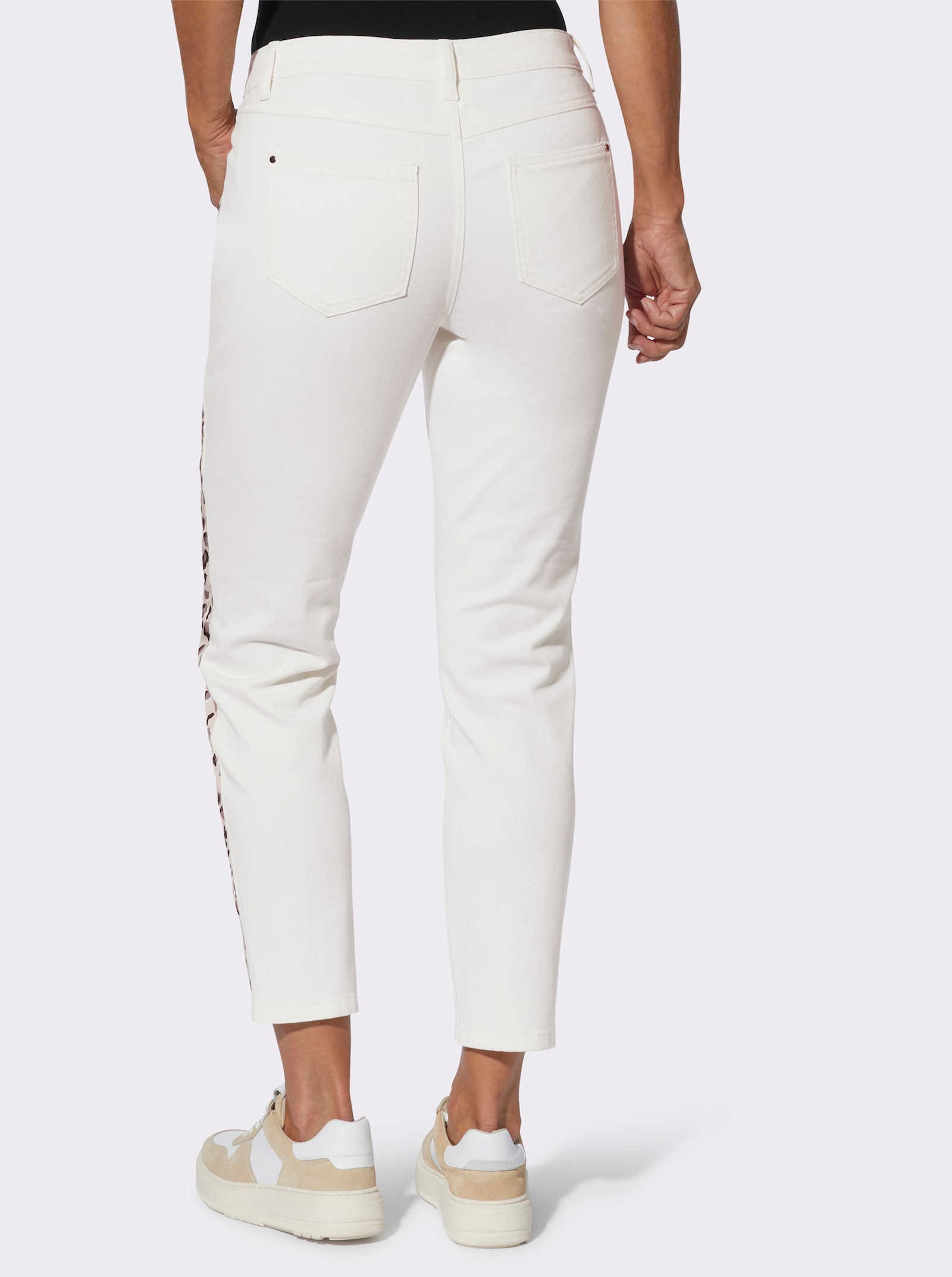 5-Pocket-Jeans mit Seitenstreifen - ecru-schwarz