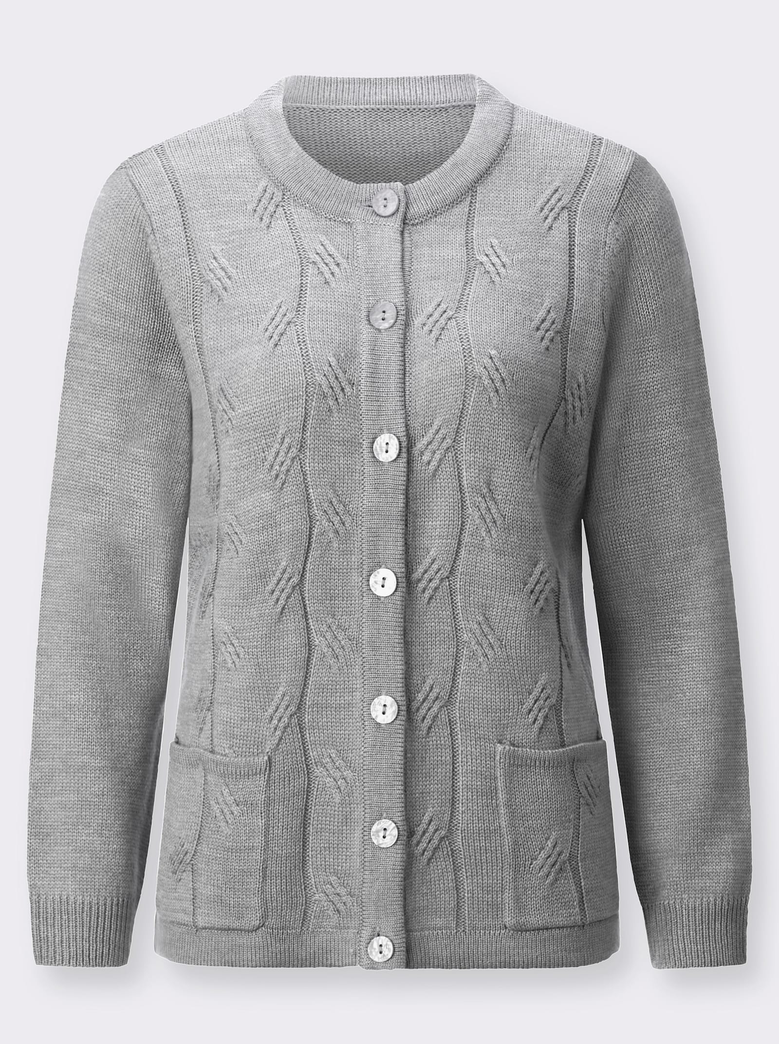 Vest met kabelpatroon - steengrijs/gemêleerd