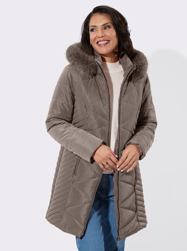 Longjacke mit abnehmbarer Kapuze - taupe