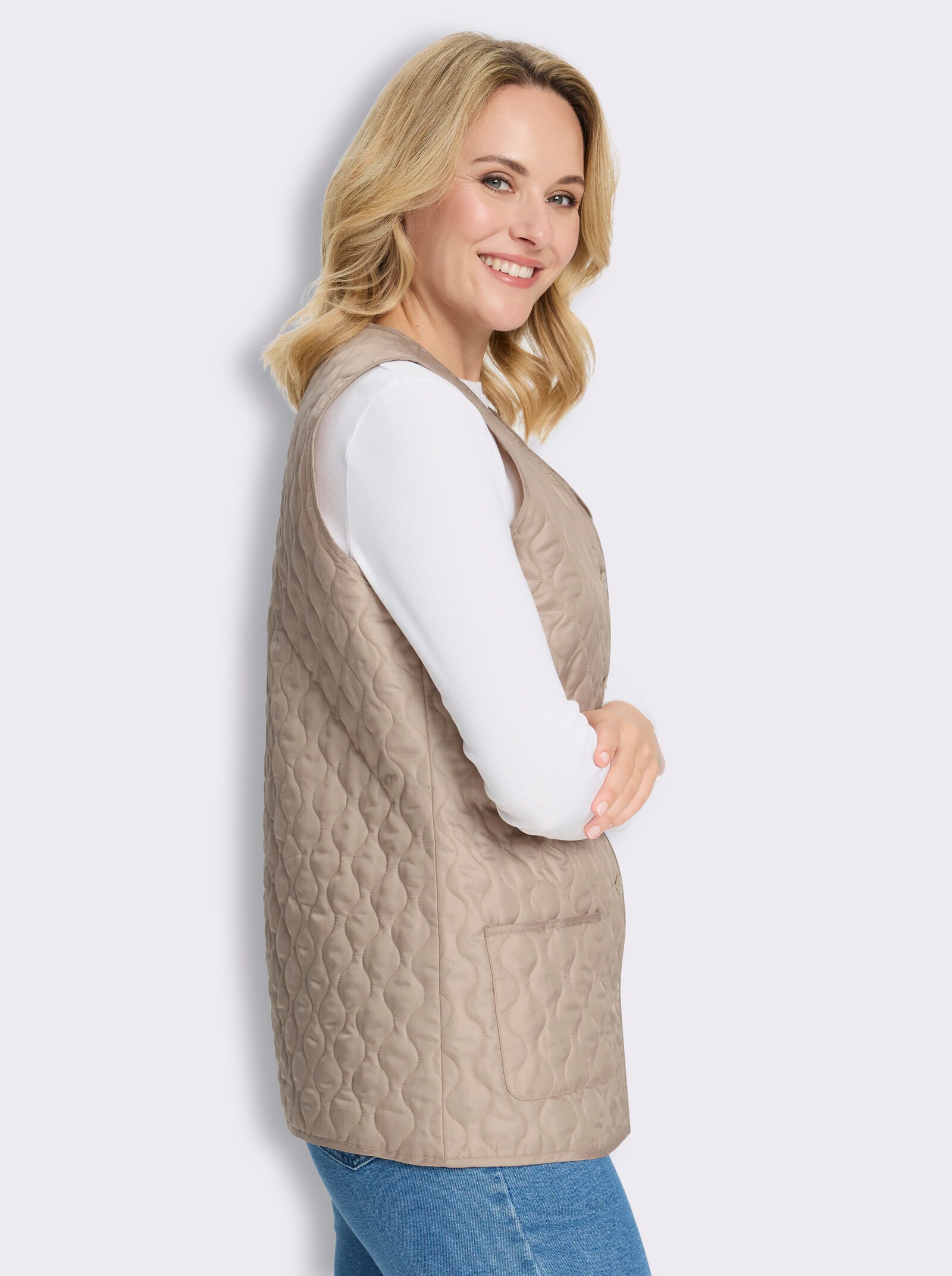 Steppweste mit Wattierung - beige