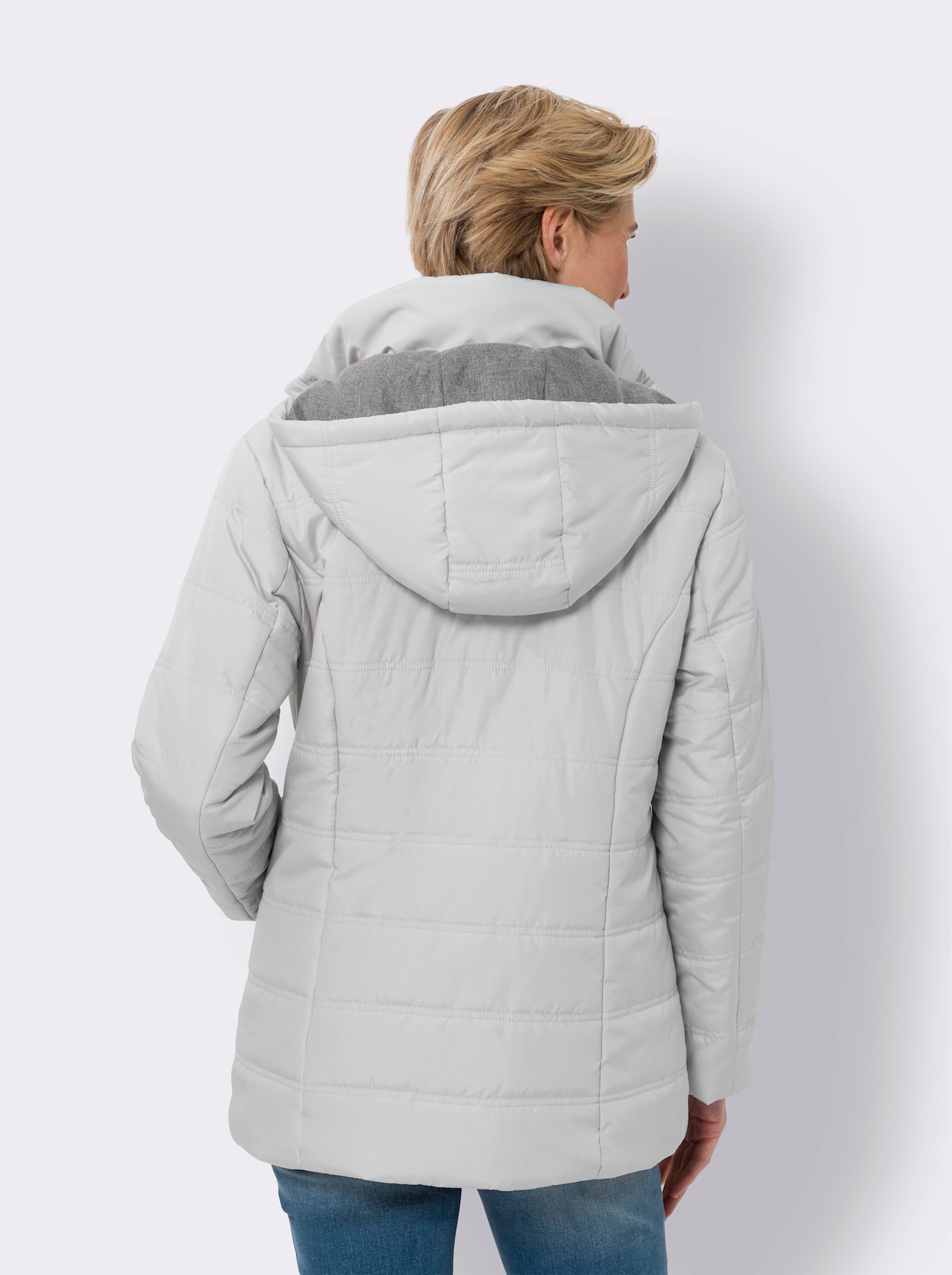 Steppjacke mit Kontrast-Details - hellgrau