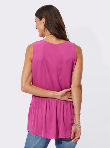 Blusentop mit abgerundetem Saum - fuchsia