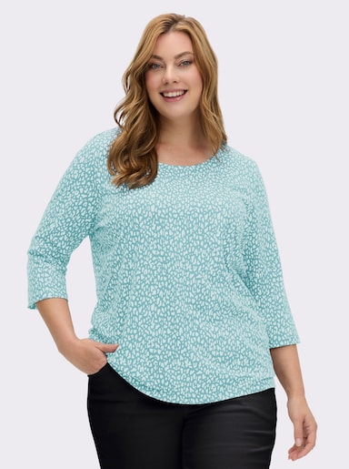 3/4-Arm-Shirt mit Minimal-Druck - weiß-ozean-bedruckt