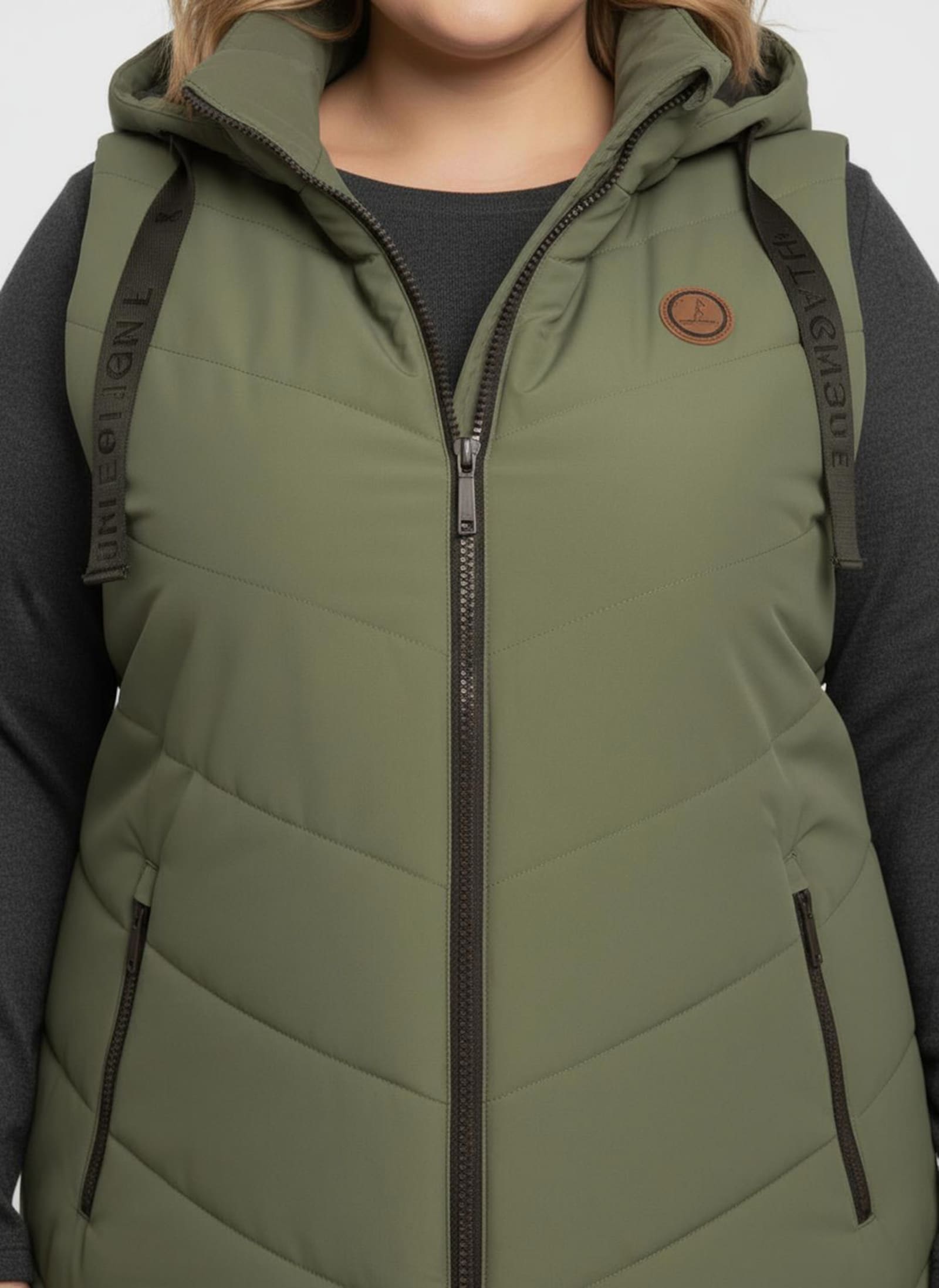 Longweste mit V-Steppung - khaki