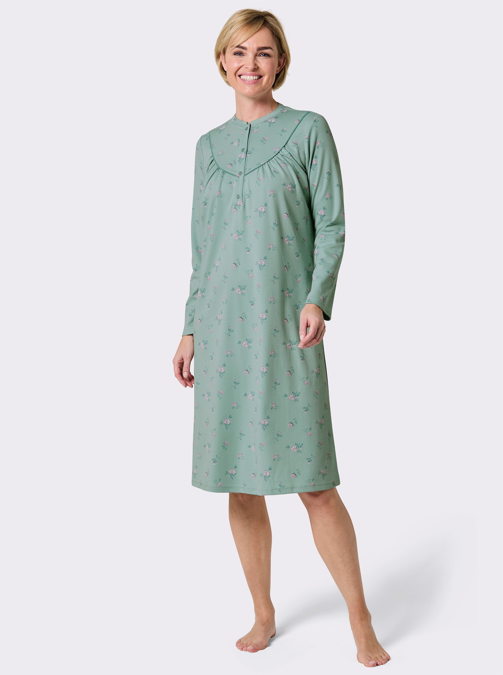 wäschepur Nachthemd mit floralem Muster - kalkmint-rosé-bedruckt
