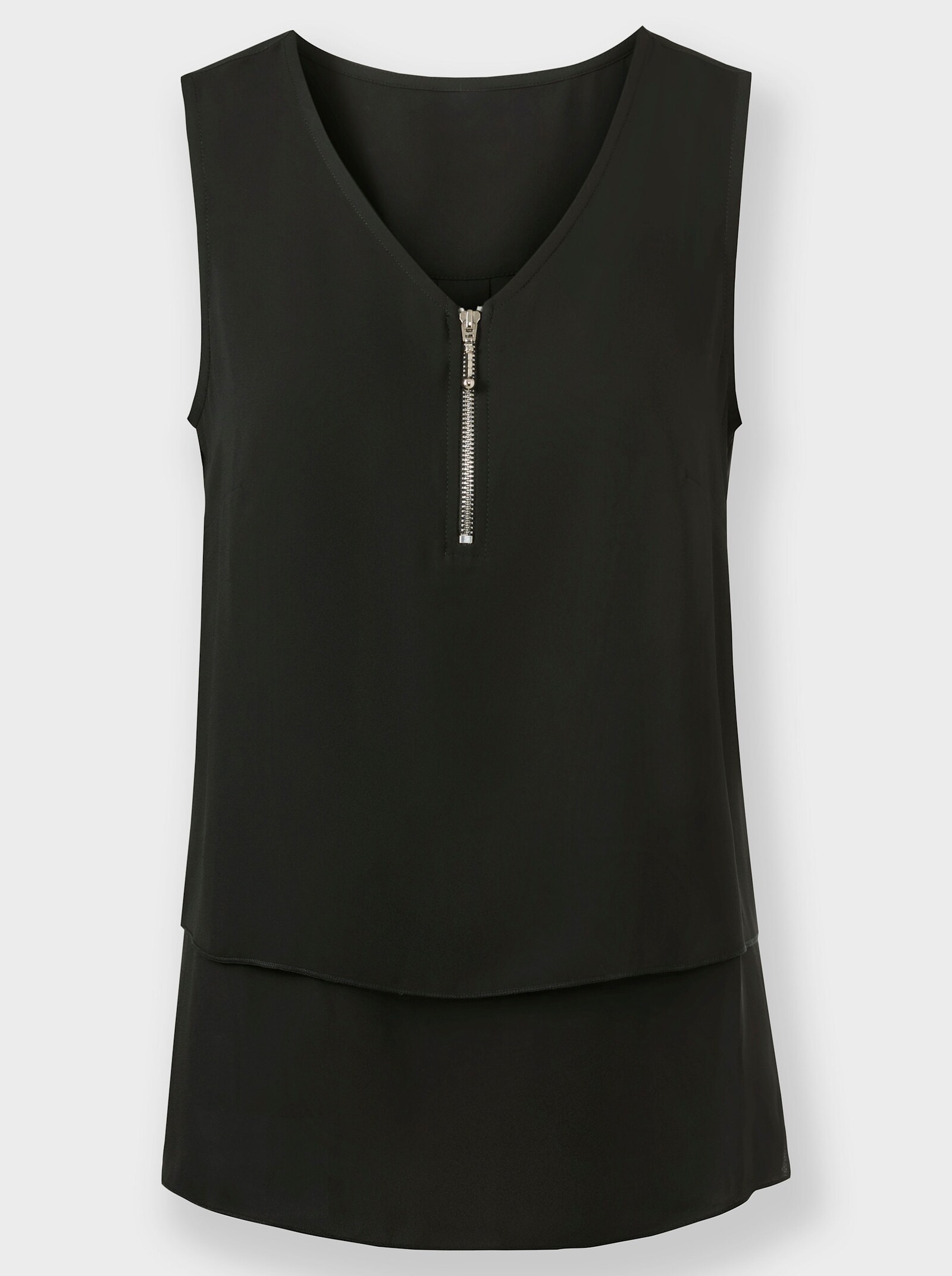 Chemisier sans manches au look superposé - noir