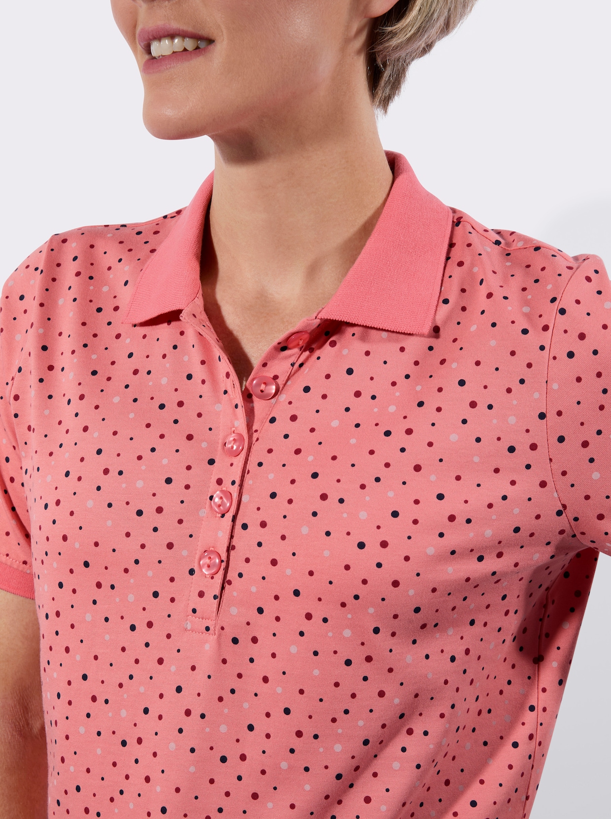Poloshirt - flamingo-dunkelrot-getupft