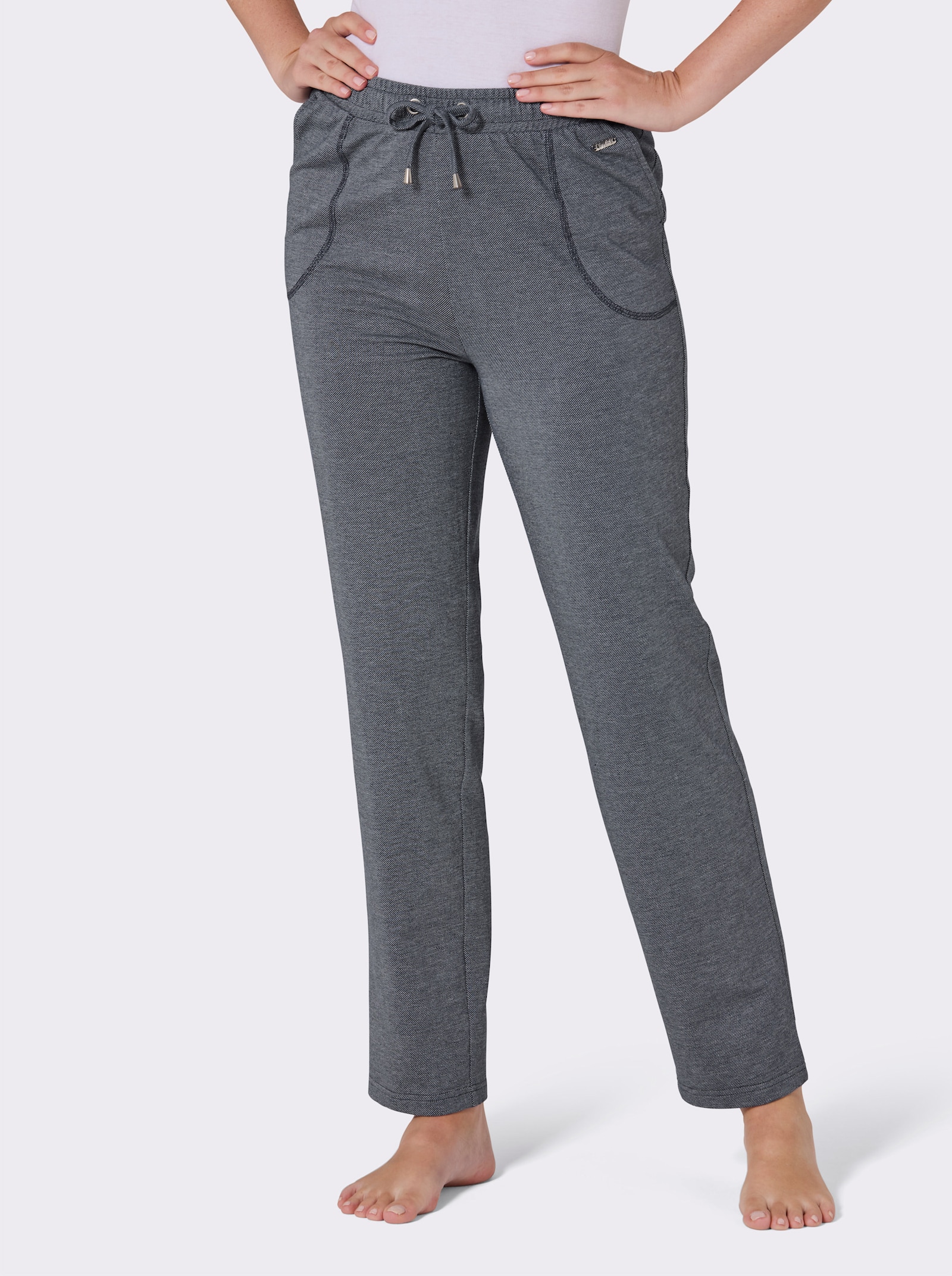 feel good Dehnbund-Hose in Jeans-Optik - dunkelblau-meliert