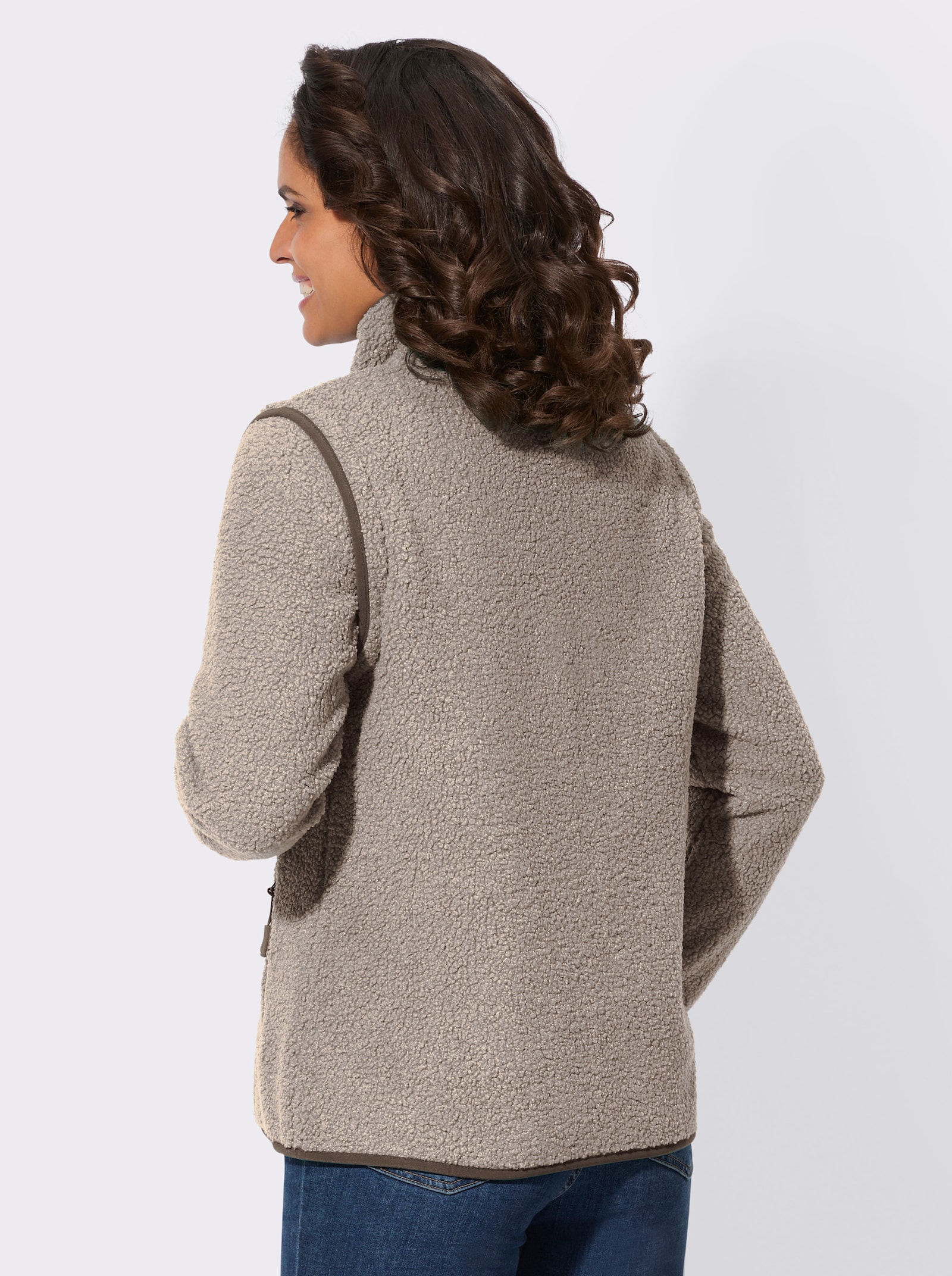 Fleecejacke mit abnehmbaren Ärmeln - sesam