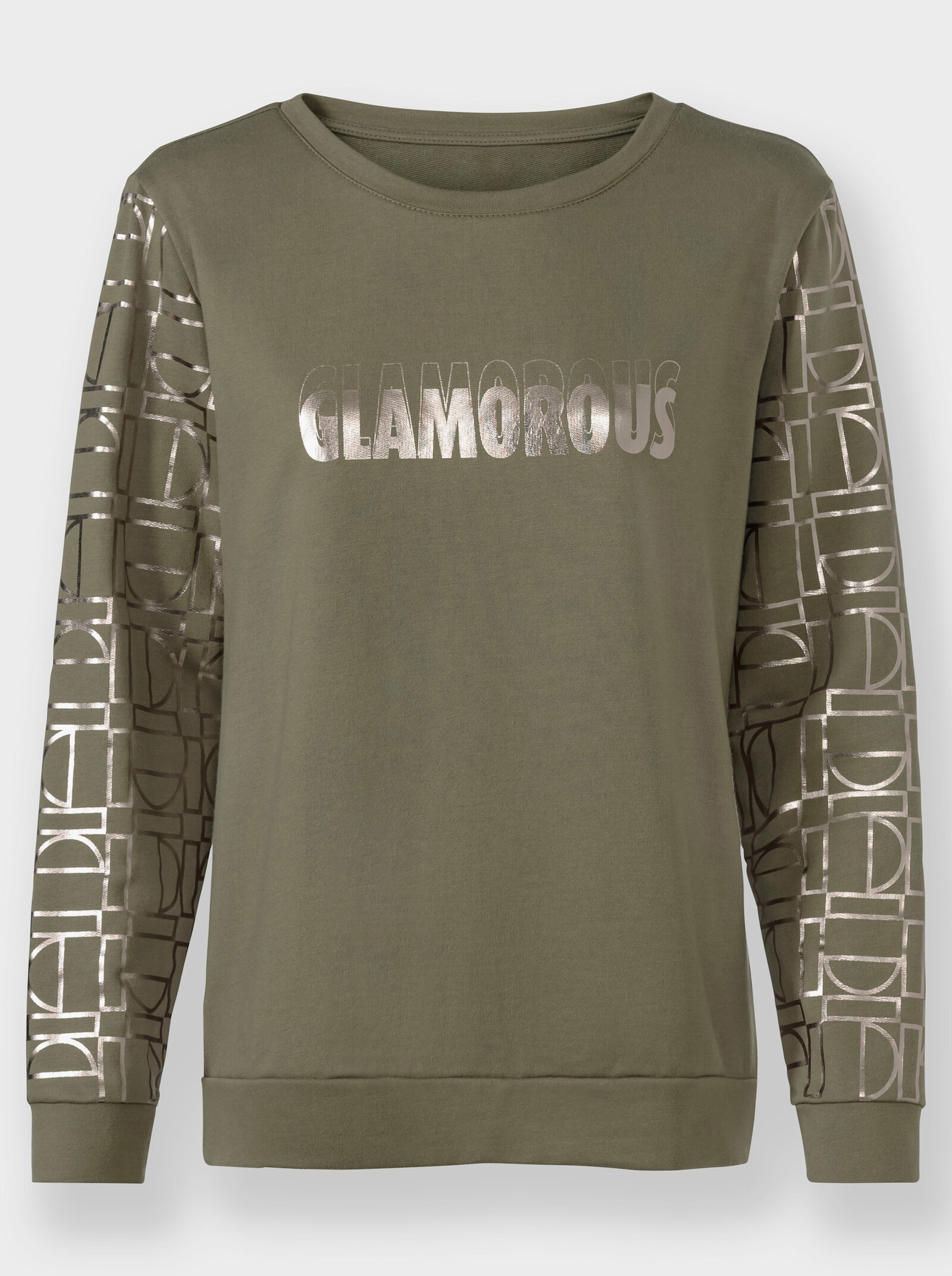 heine Sweatshirt mit glänzendem Schriftzug - khaki