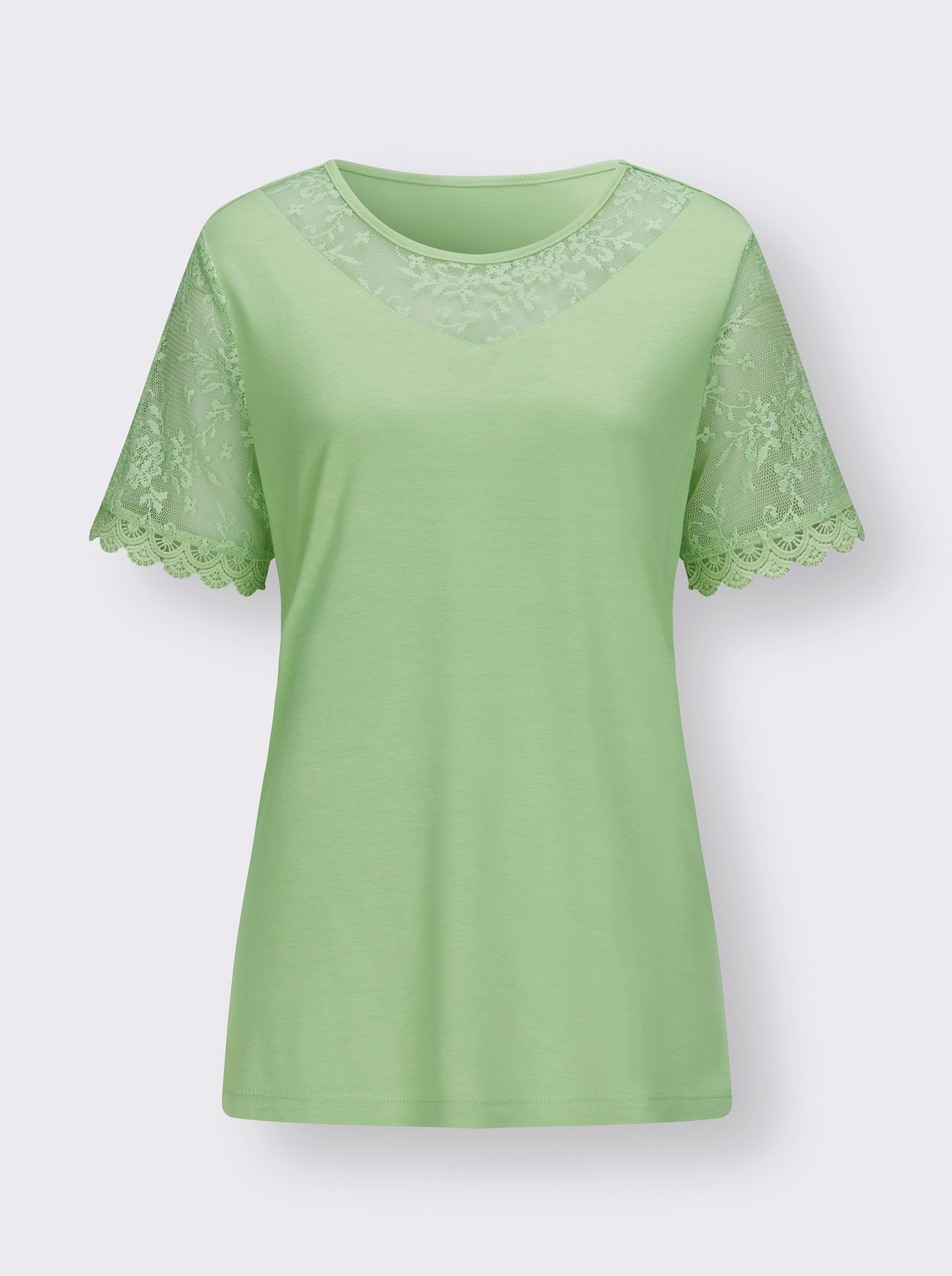Spitzenshirt aus reiner Viskose - reseda