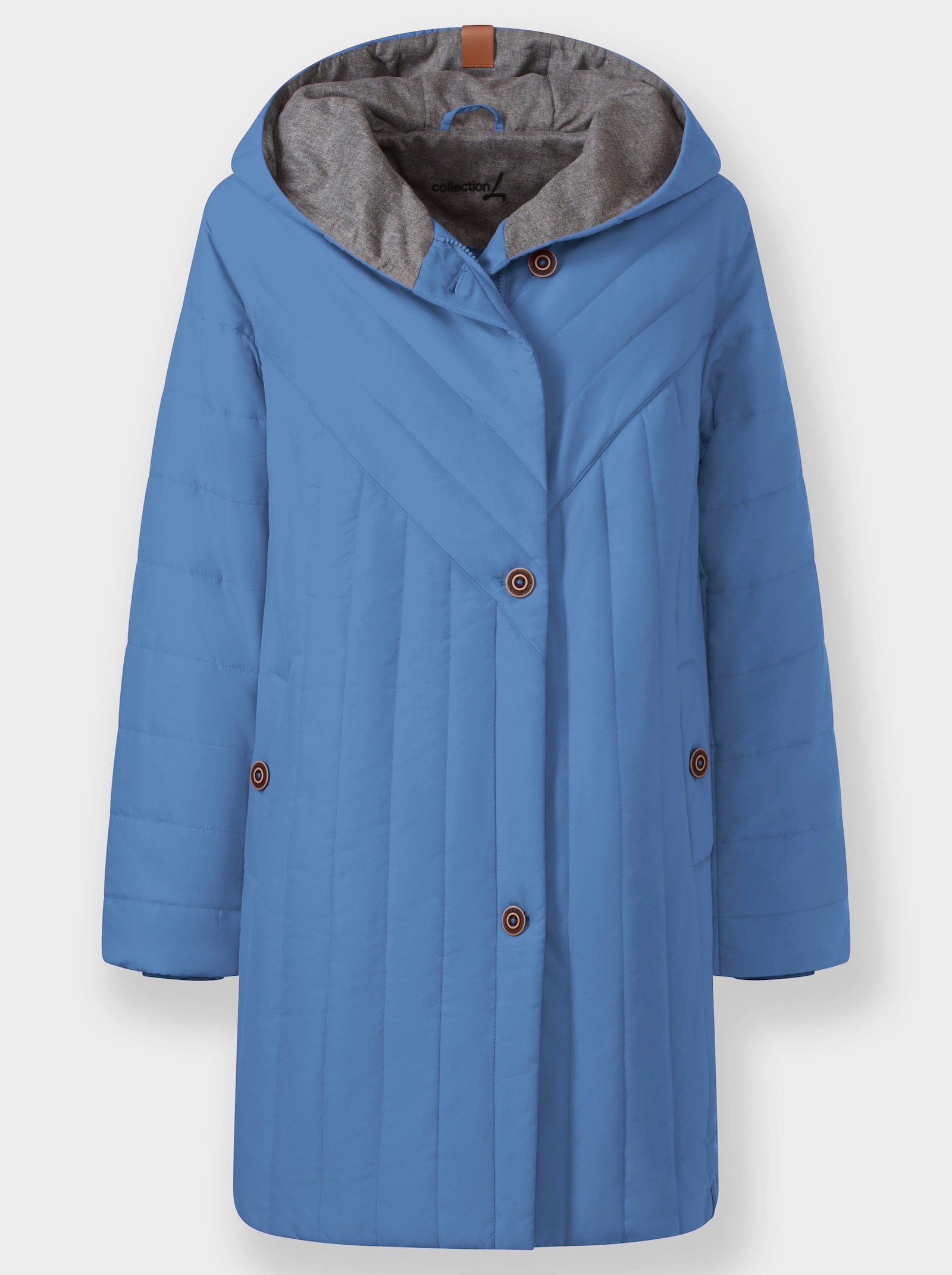 Jacke im Steppmuster-Mix, wärmend - mittelblau-steingrau