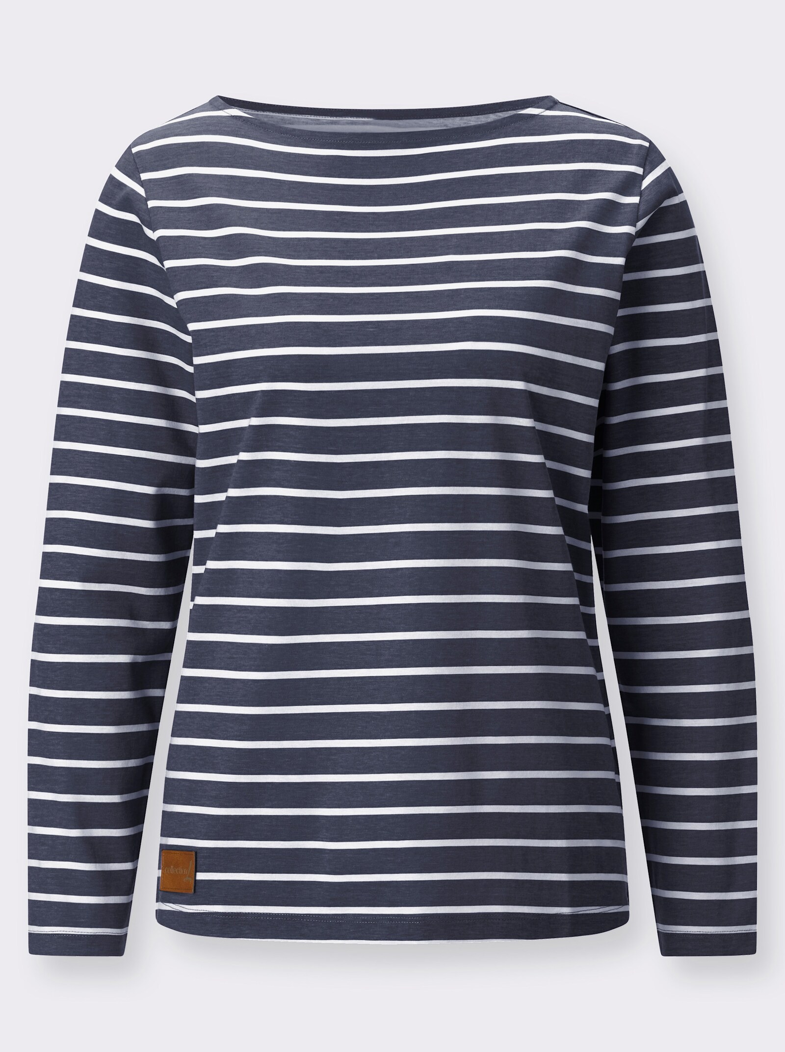 Ringelshirt mit U-Boot-Ausschnitt - marine-ecru-geringelt