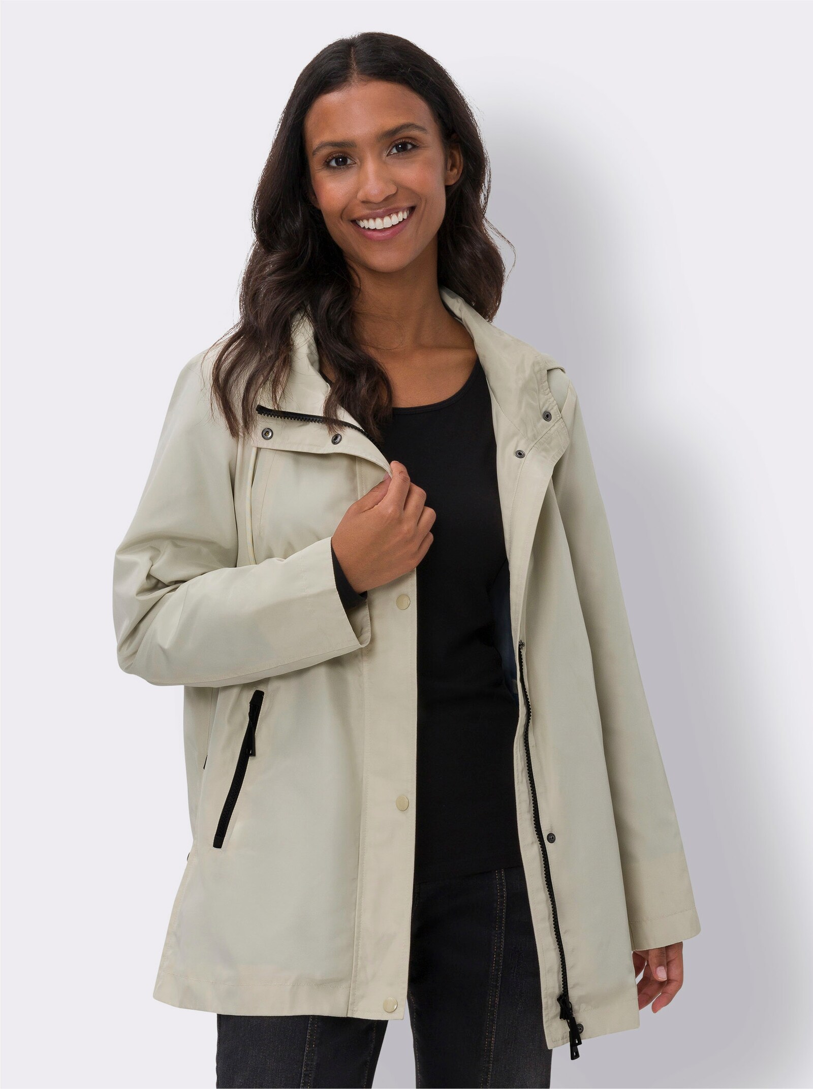 heine Outdoorjacke mit abnehmbarer Kapuze - sand