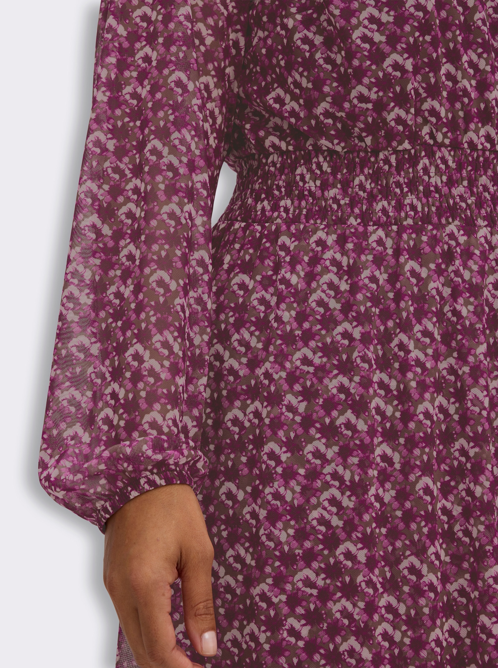 sheego Blumenkleid aus Mesh - burgund-schoko-bedruckt