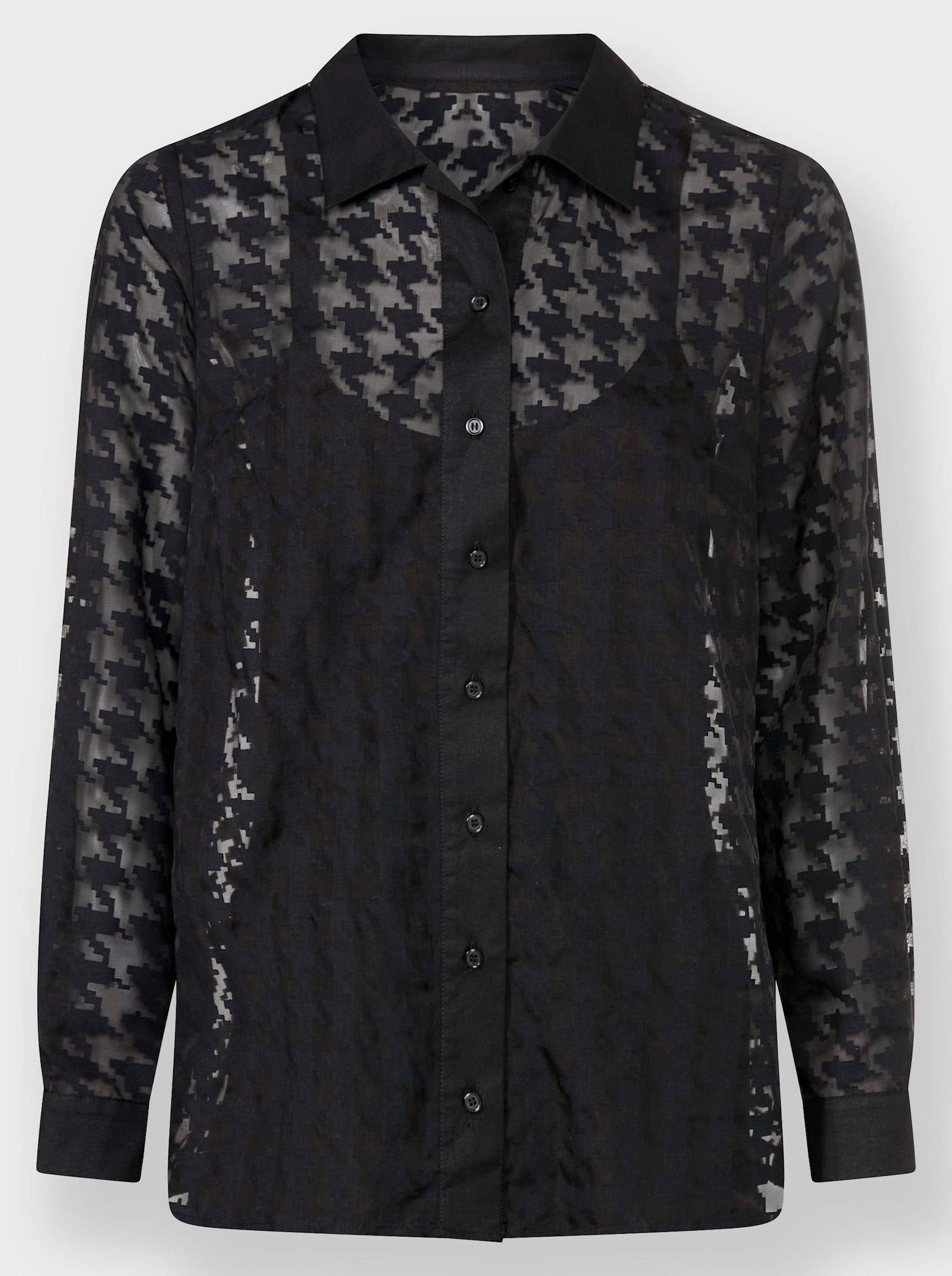 heine Langarm-Bluse in Ausbrenner-Qualität - schwarz-gemustert