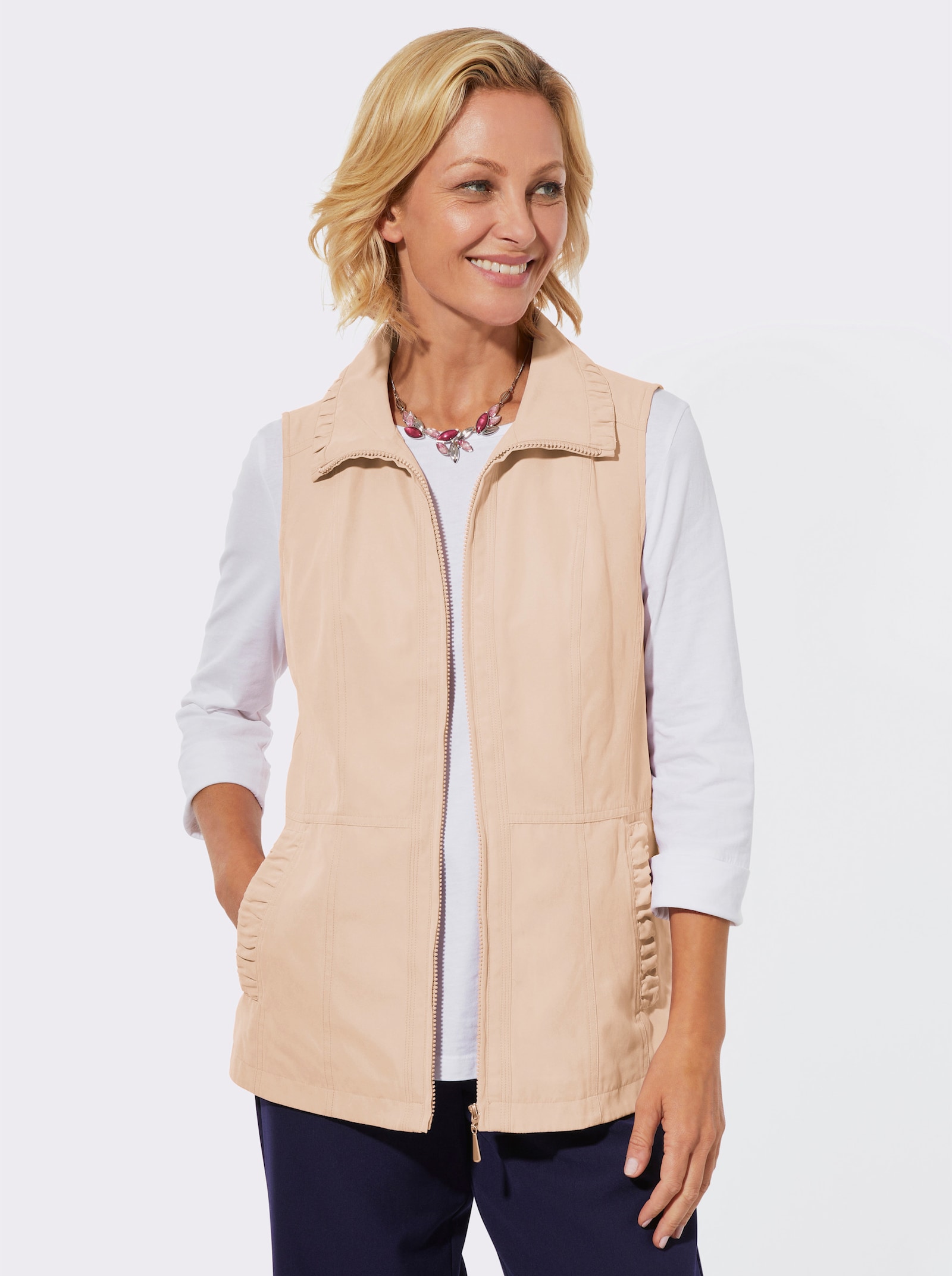 Weste mit Raffungen - sand