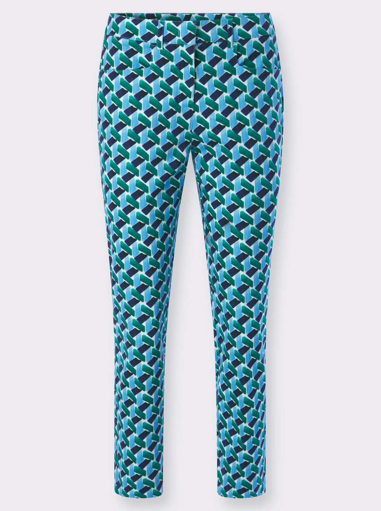 heine Druckhose - himmelblau-grün-bedruckt