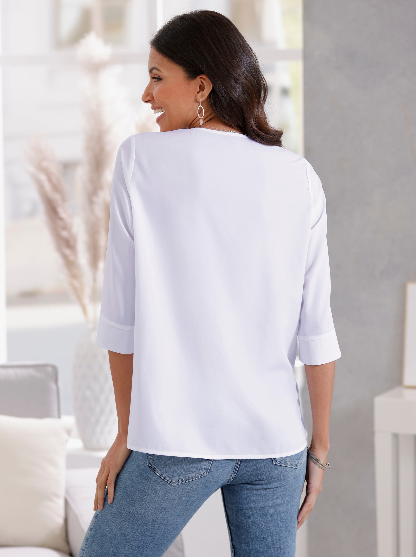 Schlupfbluse in weiter Form - ecru