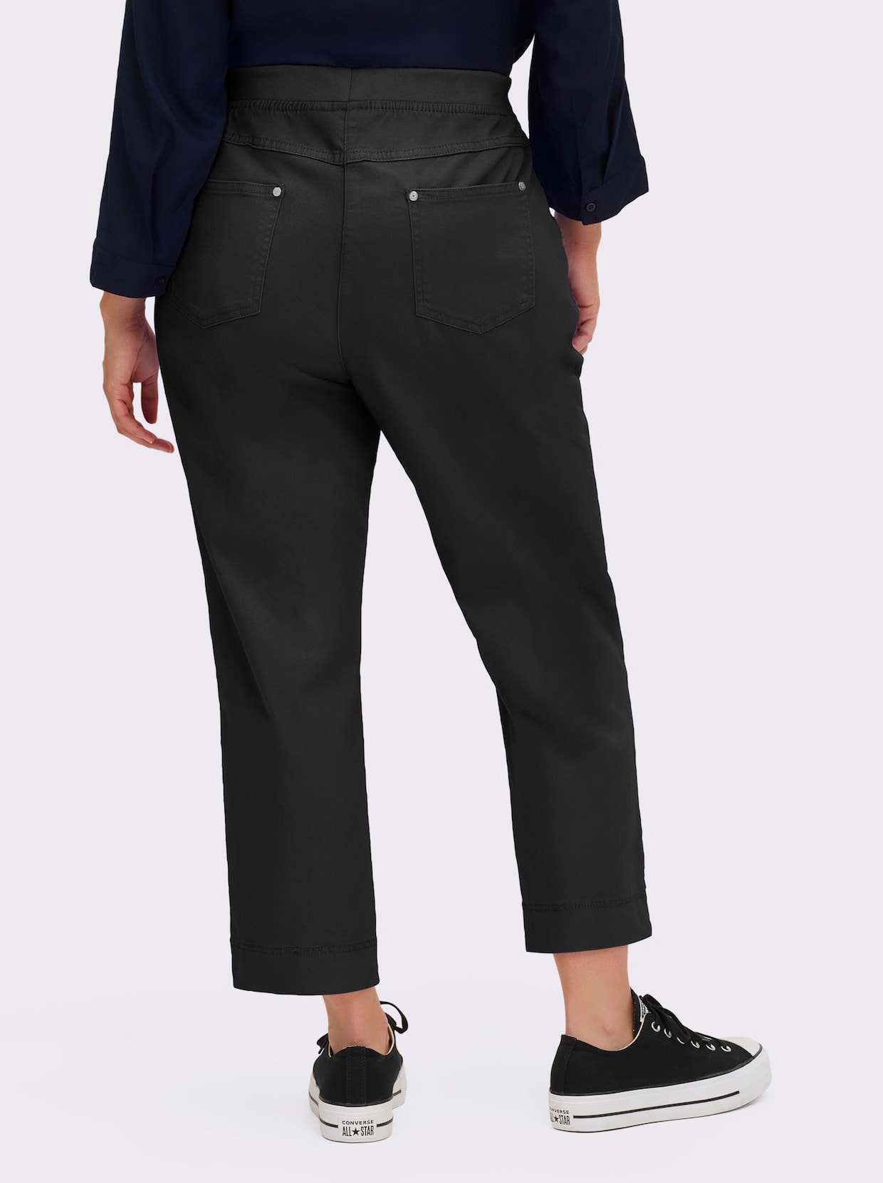 7/8-Jeans mit Jersey-Bund in softer Qualität - schwarz