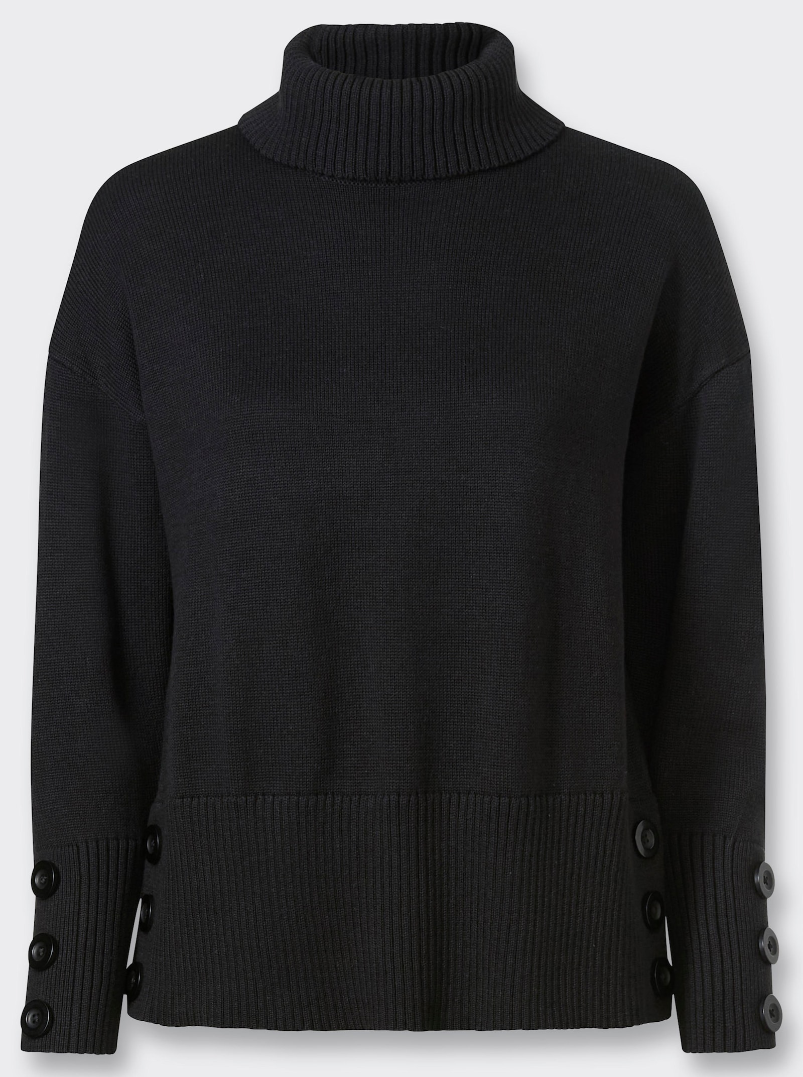 heine Rollkragenpullover mit Seitenschlitzen - schwarz
