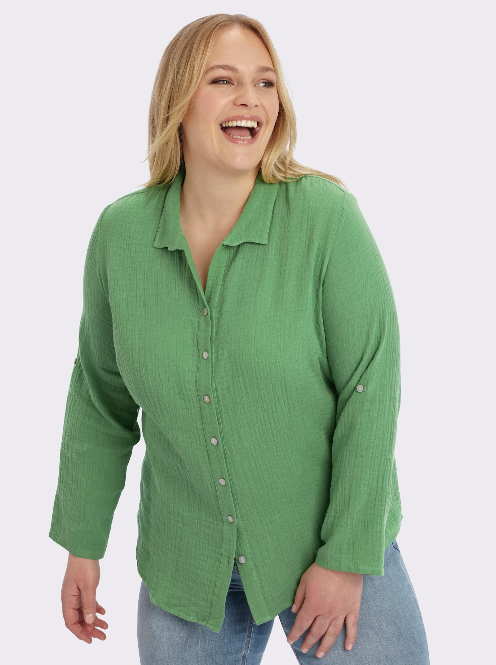 Hemdbluse mit Reverskragen - apfel